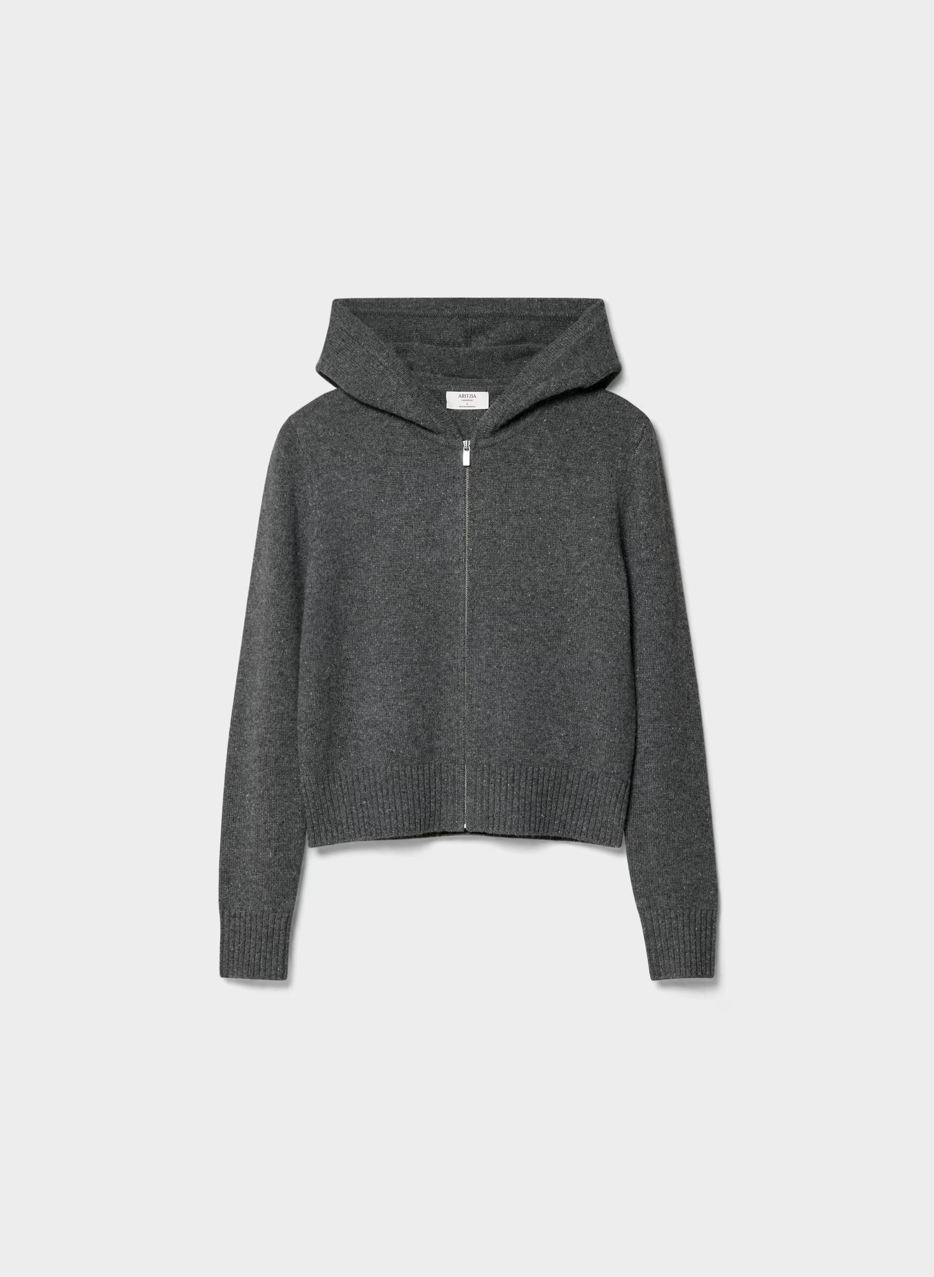 Essential Cashmere Idyllic Zip Hoodie - SPECKLED CHARCOAL