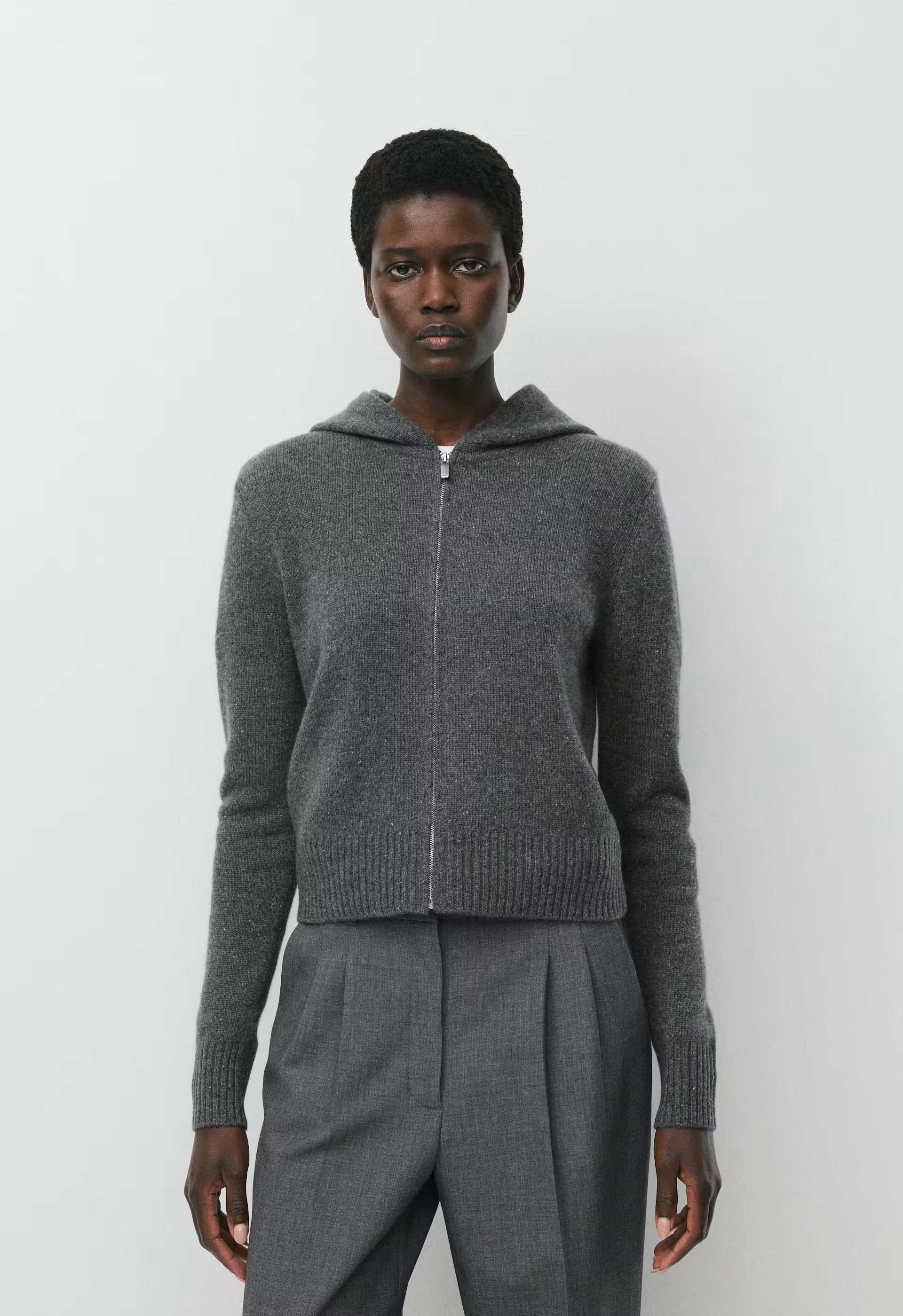 Essential Cashmere Idyllic Zip Hoodie - SPECKLED CHARCOAL