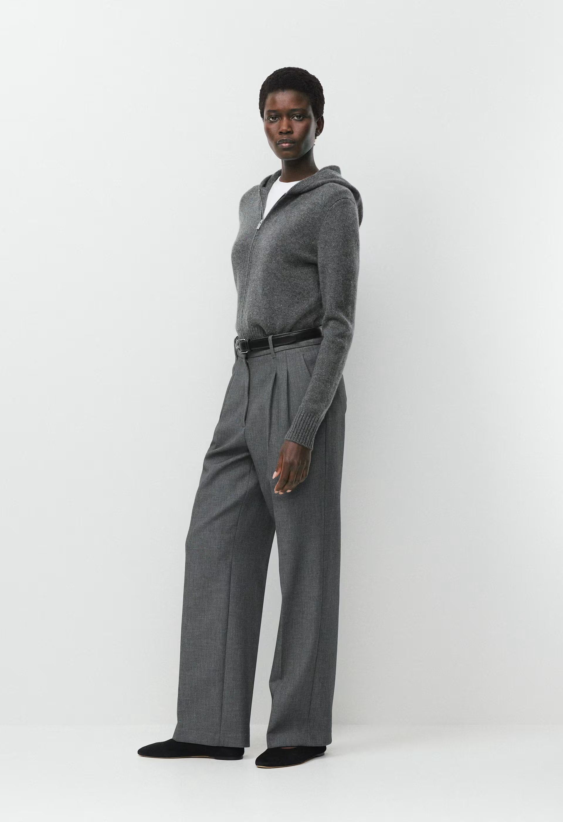 Essential Cashmere Idyllic Zip Hoodie - SPECKLED CHARCOAL