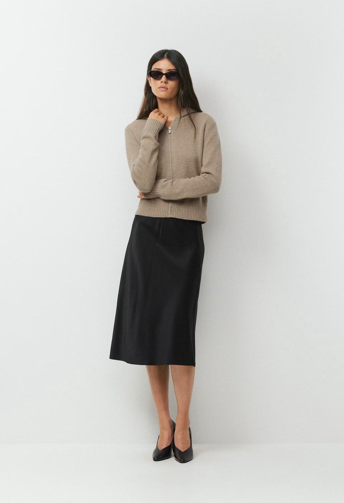 Essential Cashmere Idyllic Zip Hoodie - HEATHER NOMAD TAUPE