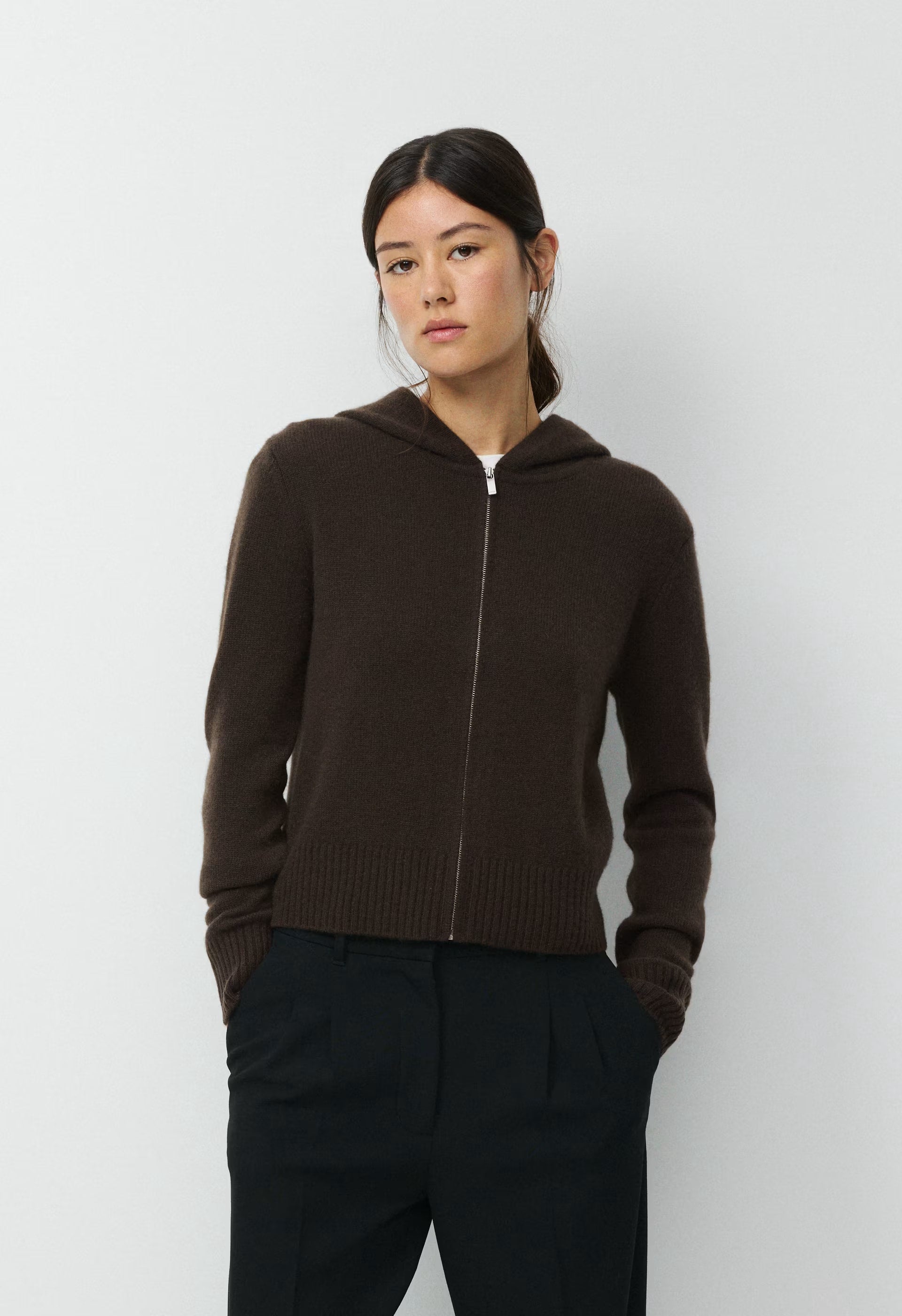 Essential Cashmere Idyllic Zip Hoodie - CACAO NIB BROWN