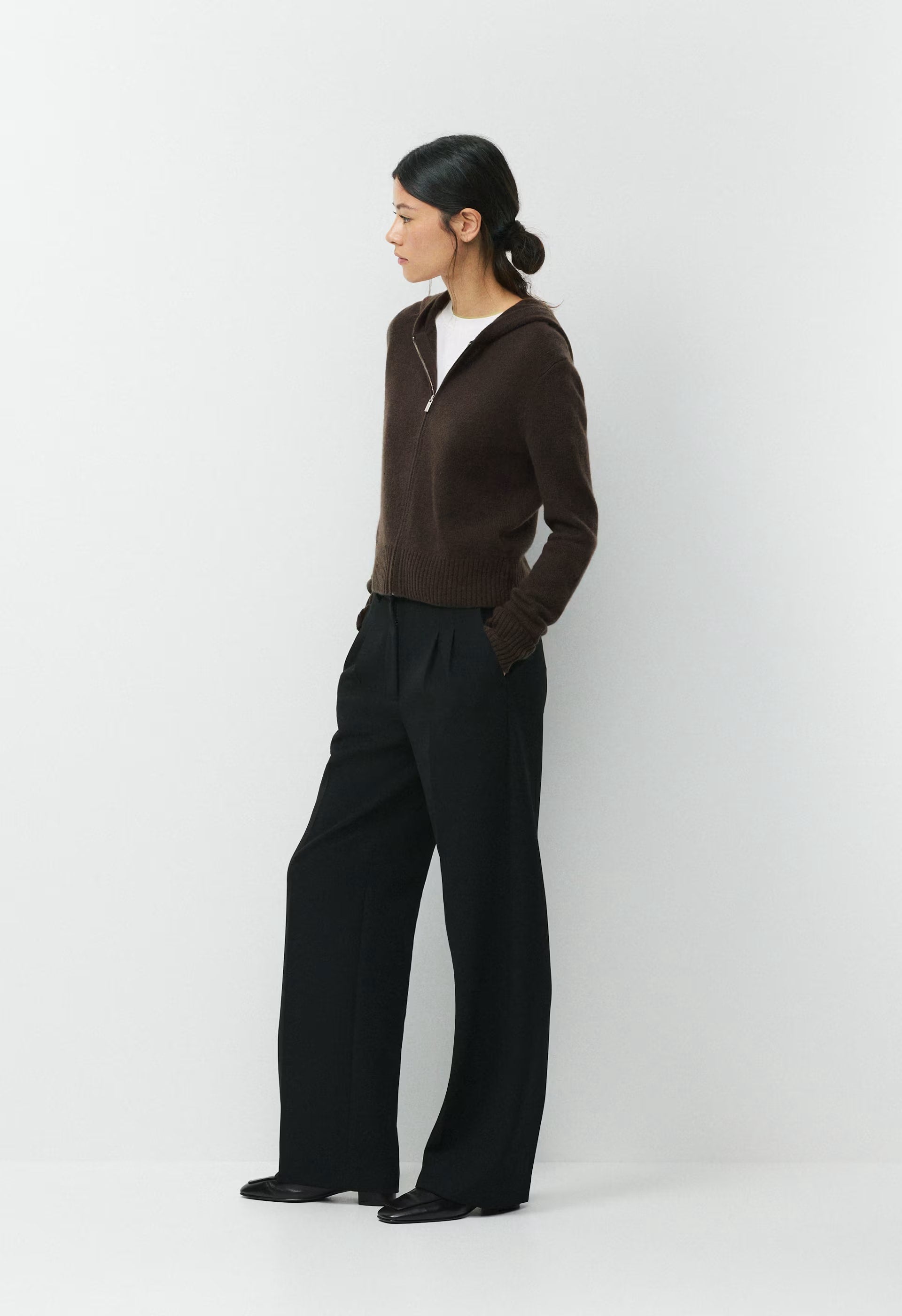 Essential Cashmere Idyllic Zip Hoodie - CACAO NIB BROWN