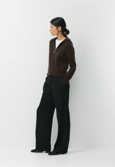 Essential Cashmere Idyllic Zip Hoodie - CACAO NIB BROWN