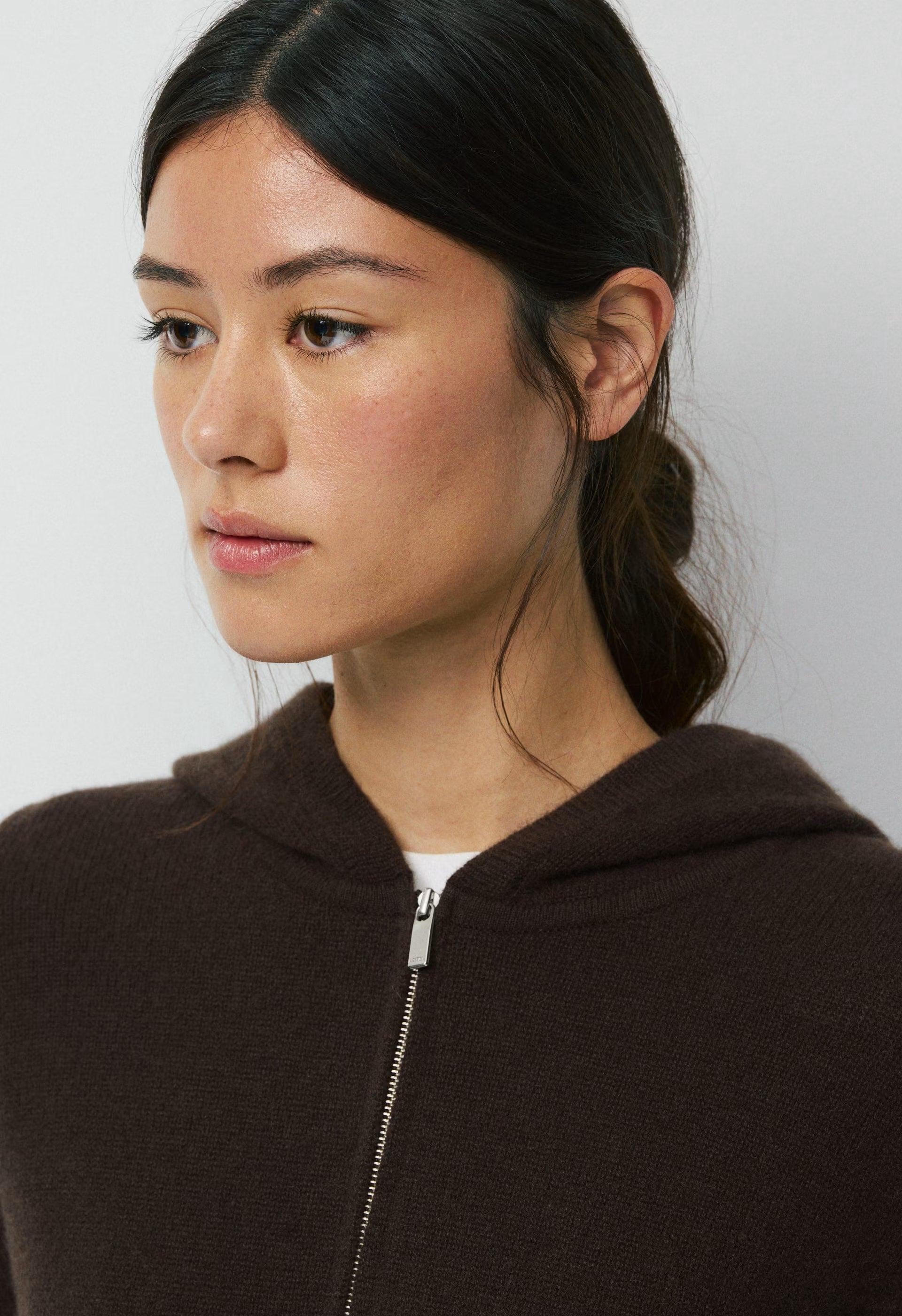 Essential Cashmere Idyllic Zip Hoodie - CACAO NIB BROWN