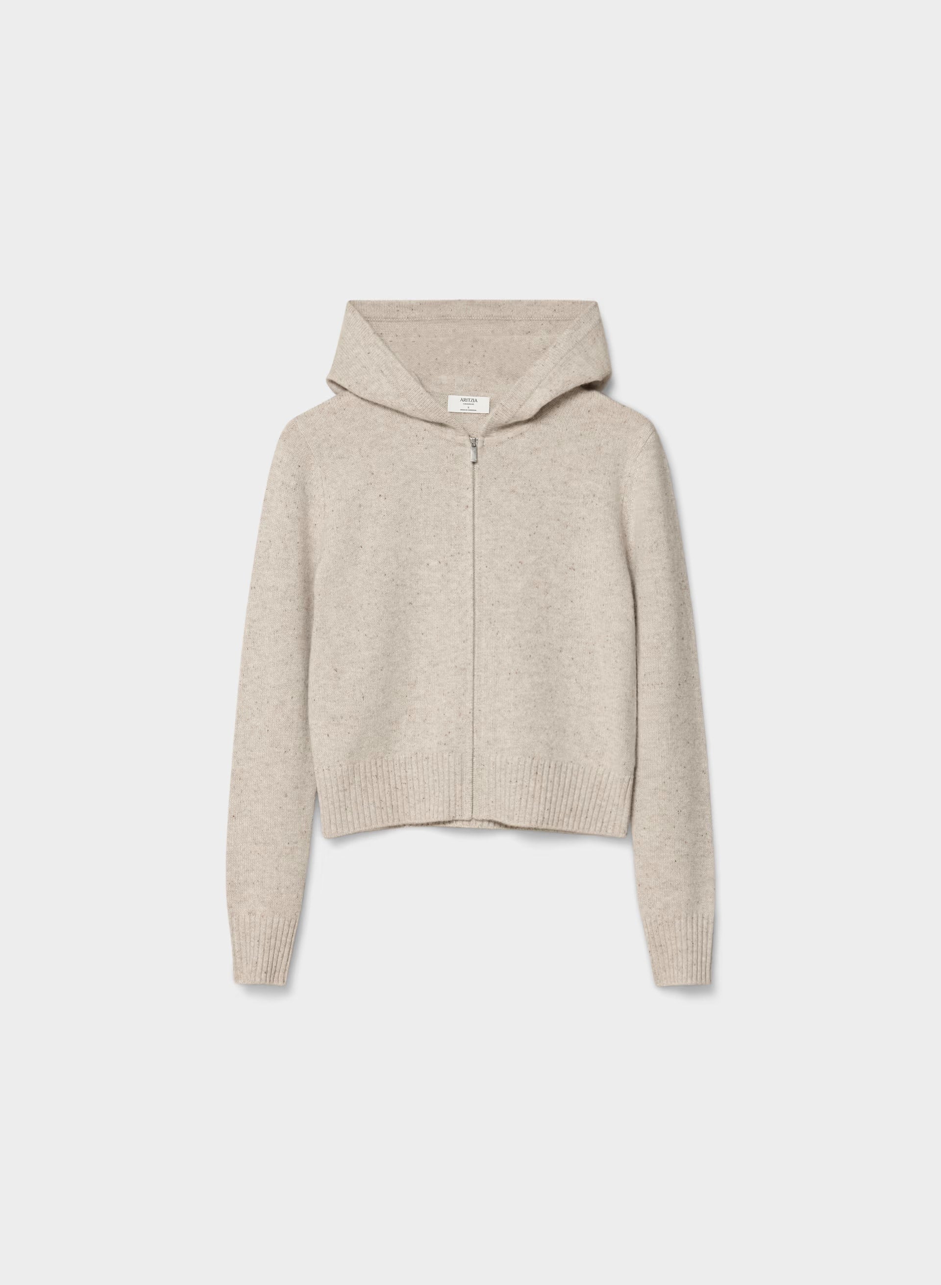 Essential Cashmere Idyllic Zip Hoodie - SPECKLED MRCN BEIGE