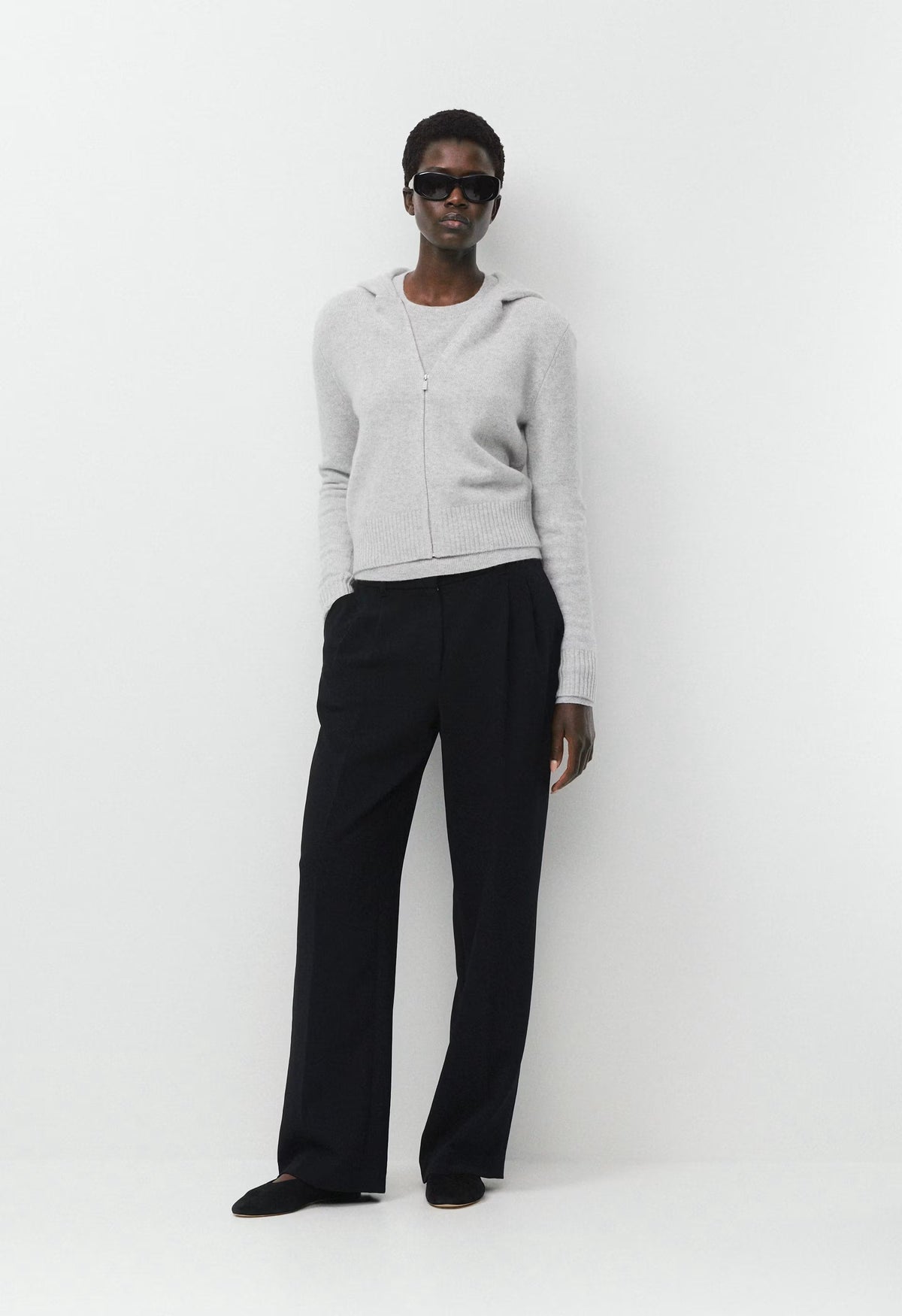 Essential Cashmere Idyllic Zip Hoodie - HEATHER CHROME