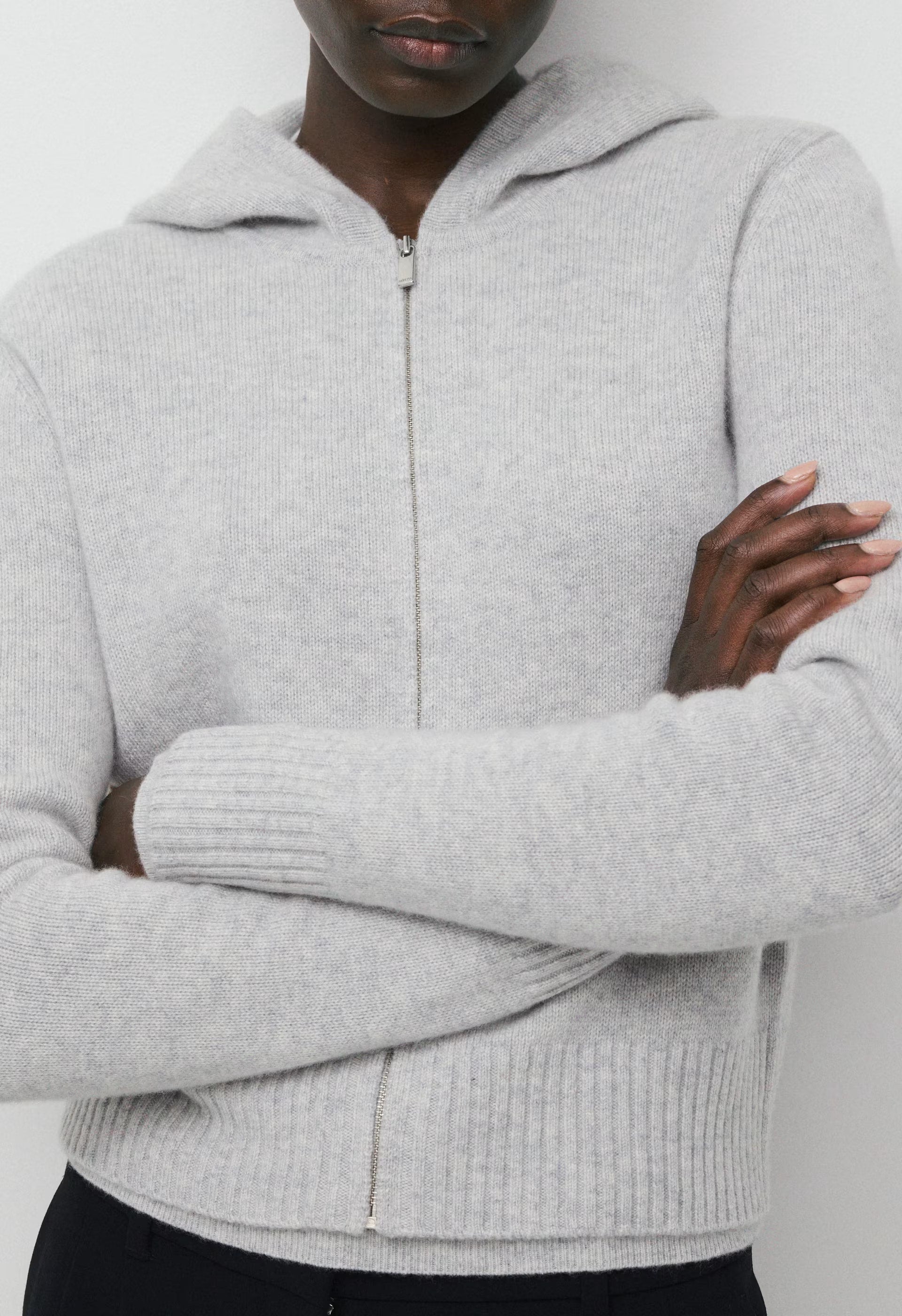 Essential Cashmere Idyllic Zip Hoodie - HEATHER CHROME