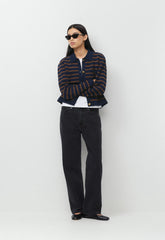 Society Cardigan - Wonder Yarn - ADMRL NVY/ CHLTR BRWN