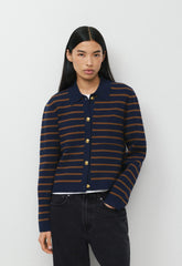 Society Cardigan - Wonder Yarn - ADMRL NVY/ CHLTR BRWN