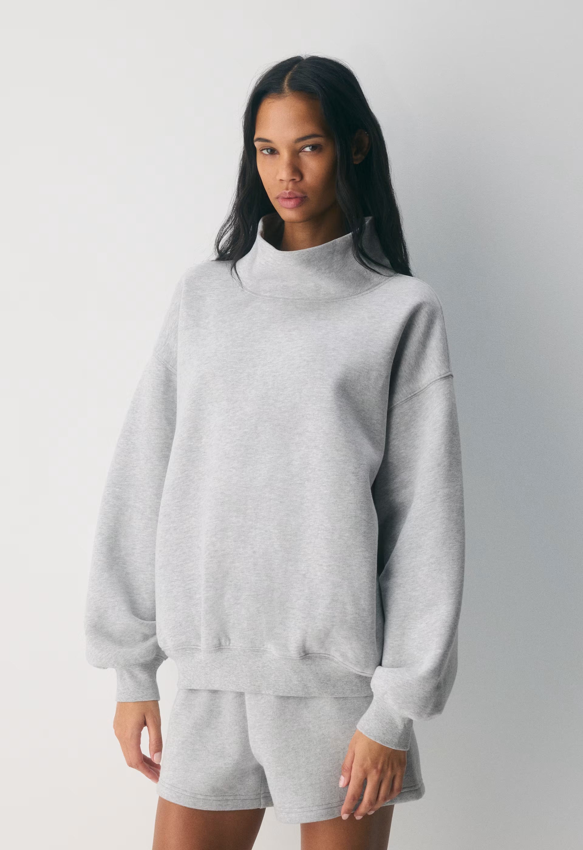 Cozy Sweatfleece Mega Funnel Neck - HEATHER CHROME
