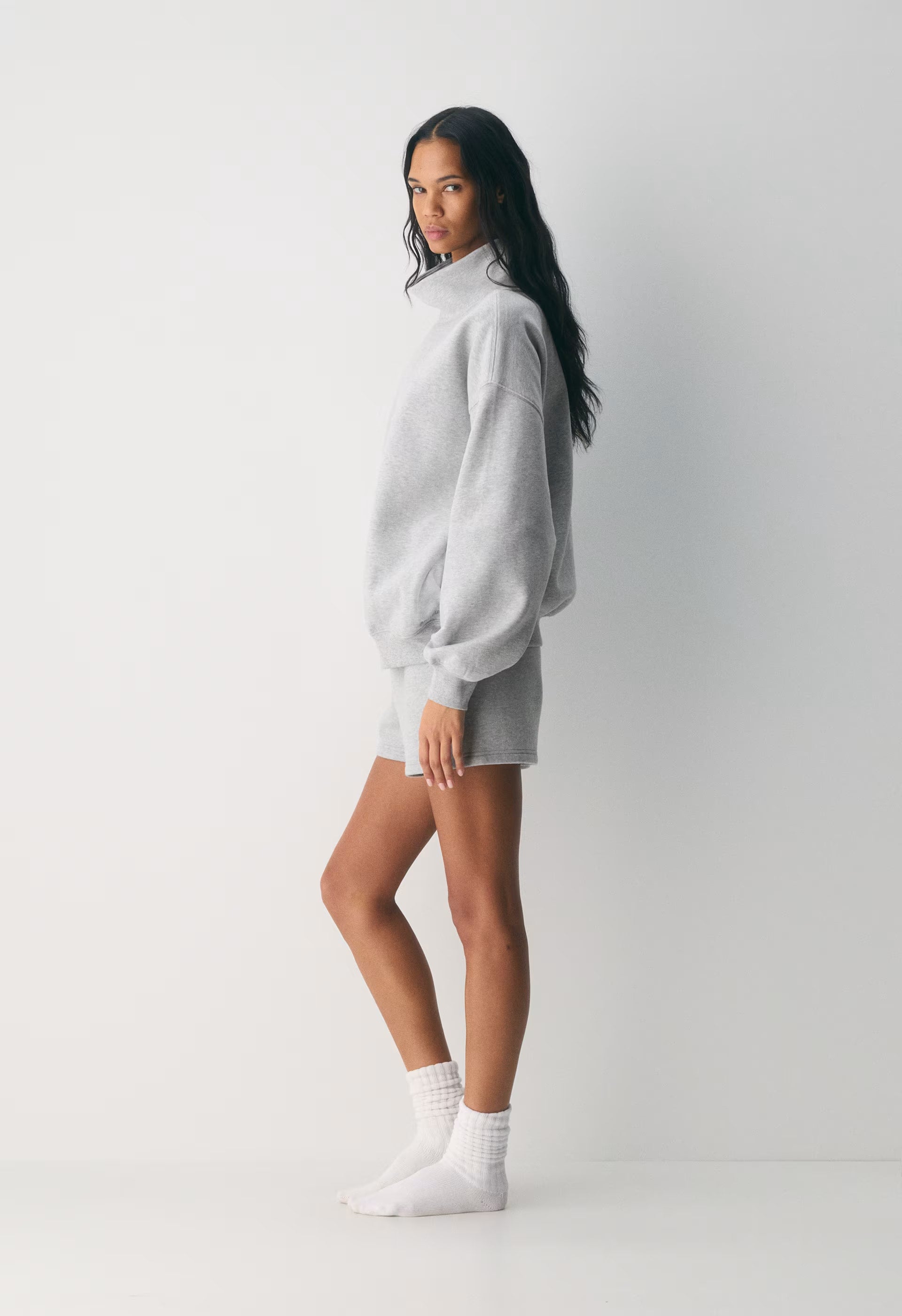 Cozy Sweatfleece Mega Funnel Neck - HEATHER CHROME