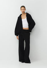 Cozy Sweatfleece Mega Zip Hoodie - BLACK