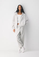 Cozy Sweatfleece Mega Zip Hoodie - HEATHER CLOUD WHITE