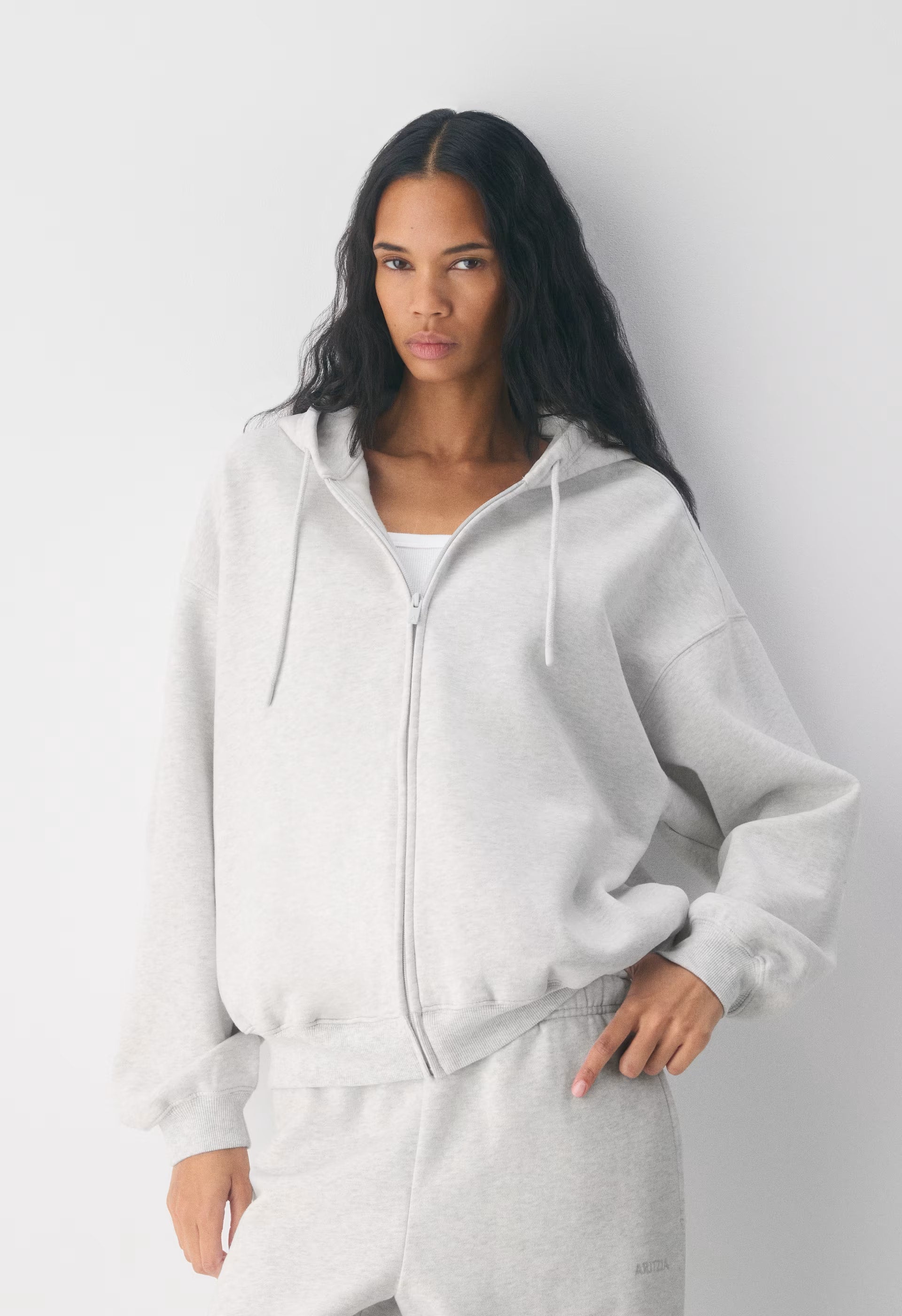 Cozy Sweatfleece Mega Zip Hoodie - HEATHER CLOUD WHITE