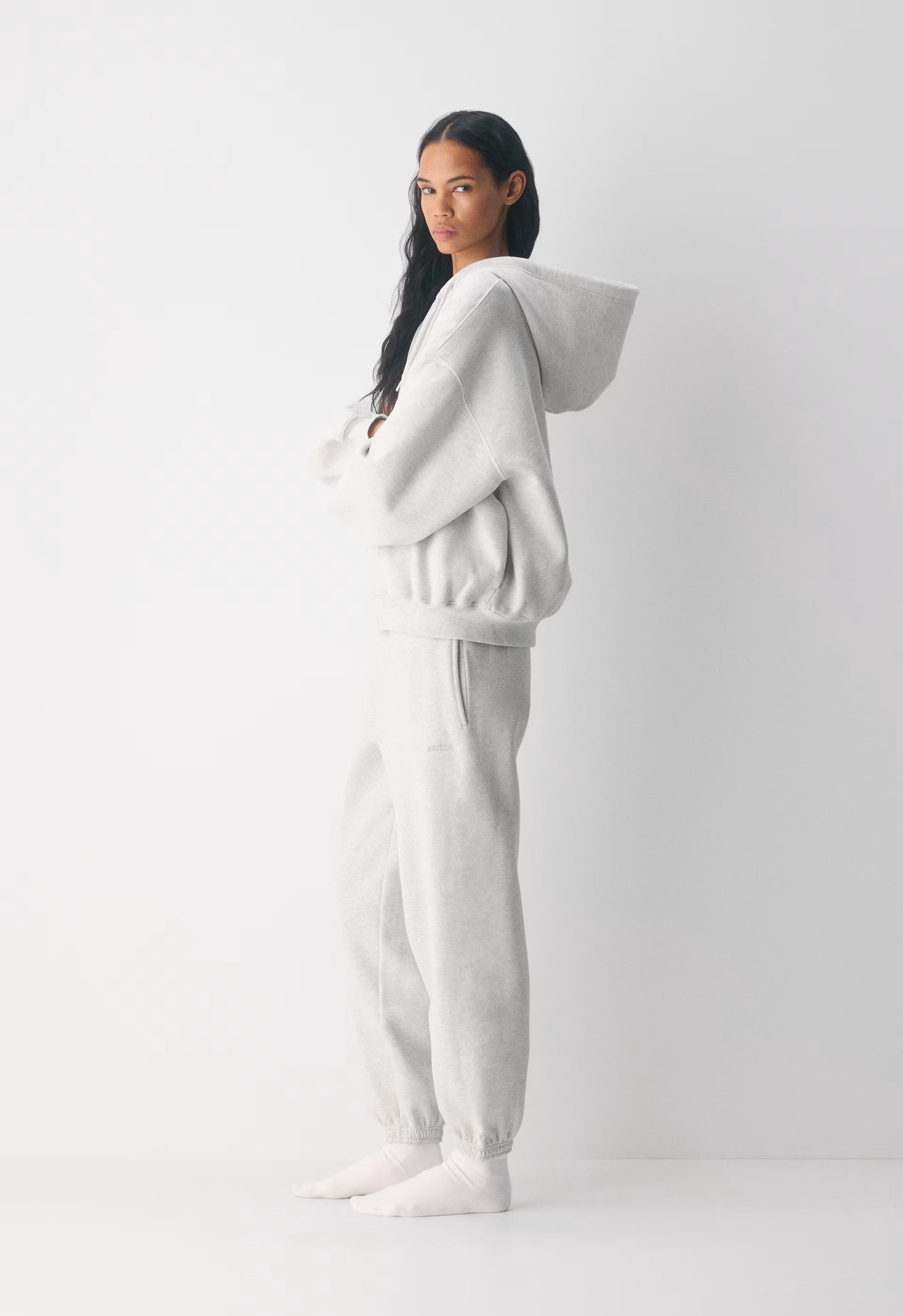 Cozy Sweatfleece Mega Zip Hoodie - HEATHER CLOUD WHITE