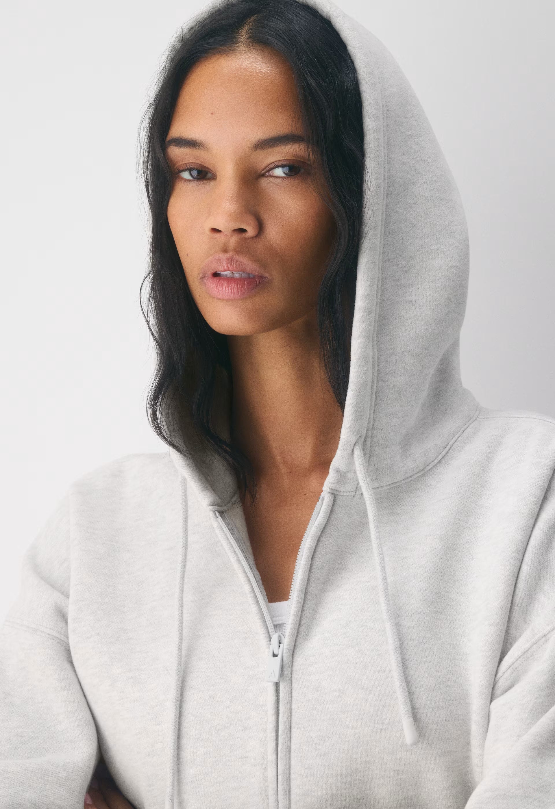 Cozy Sweatfleece Mega Zip Hoodie - HEATHER CLOUD WHITE