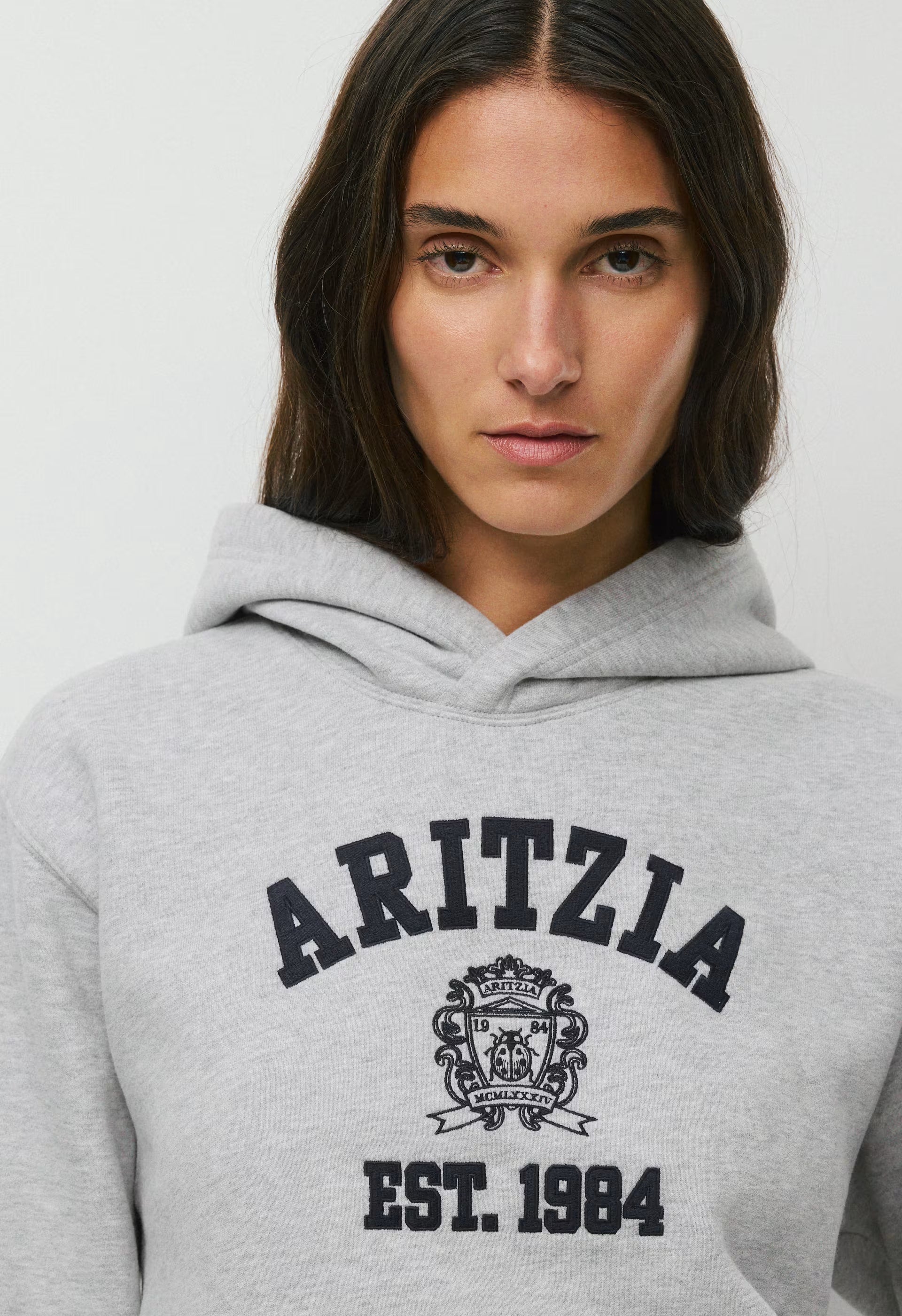 Cozy Sweatfleece Perfect Hoodie - HEATHER CHROME/AD NAVY