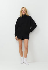 Cozy Sweatfleece Mega Cinch Zip-Up - BLACK