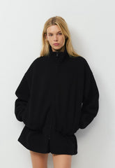 Cozy Sweatfleece Mega Cinch Zip-Up - BLACK