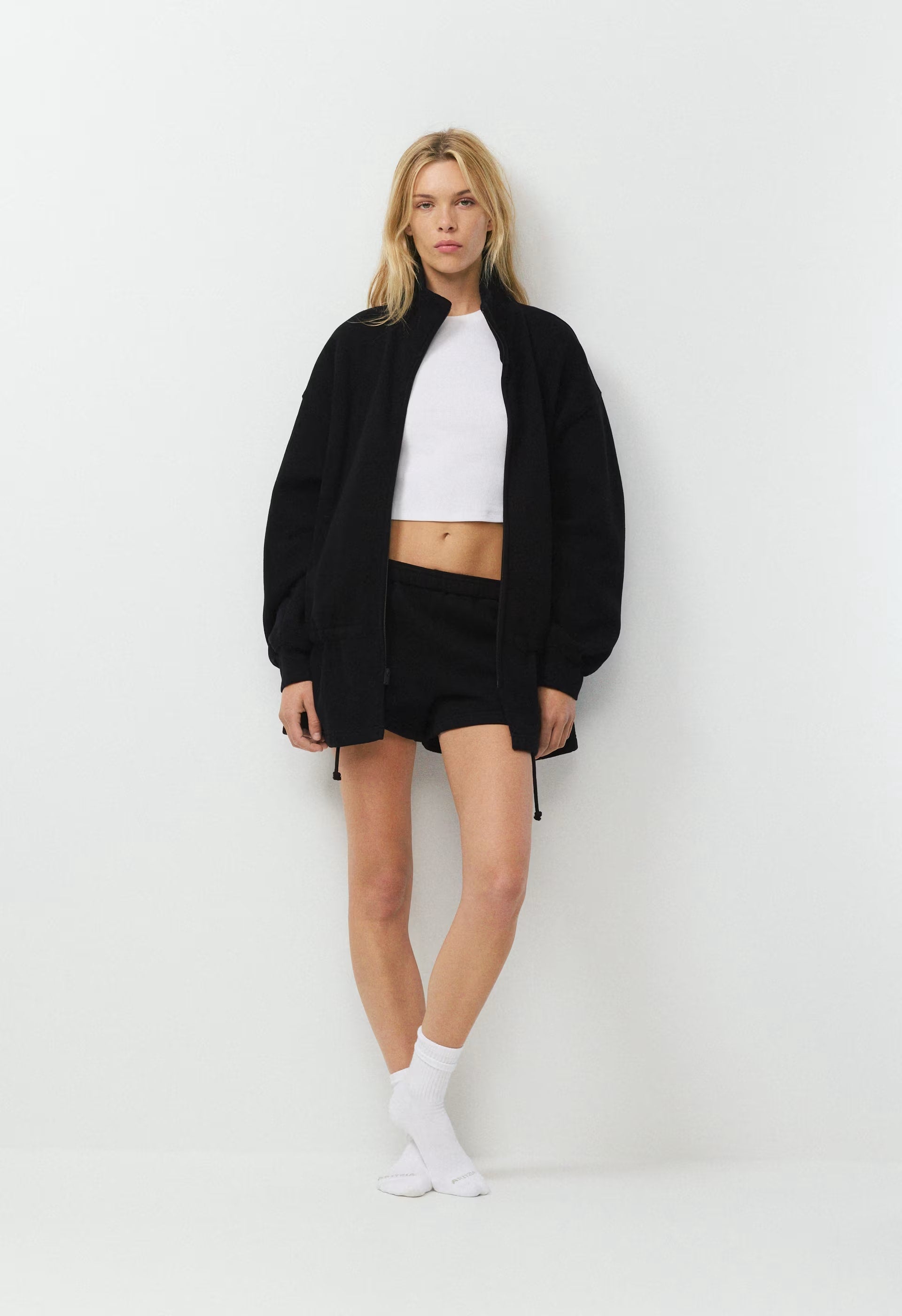 Cozy Sweatfleece Mega Cinch Zip-Up - BLACK