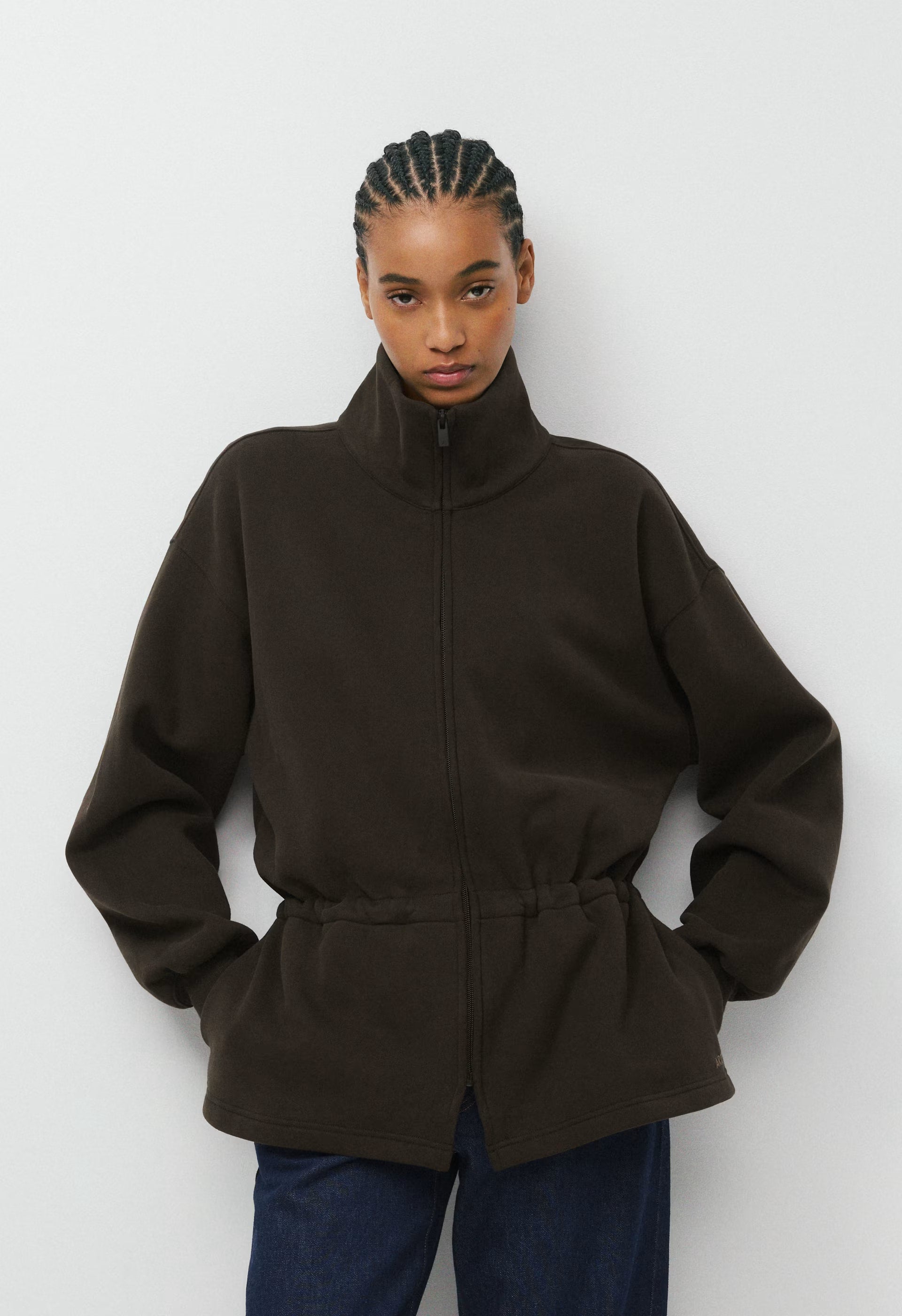 Cozy Sweatfleece Mega Cinch Zip-Up - CACAO NIB BROWN