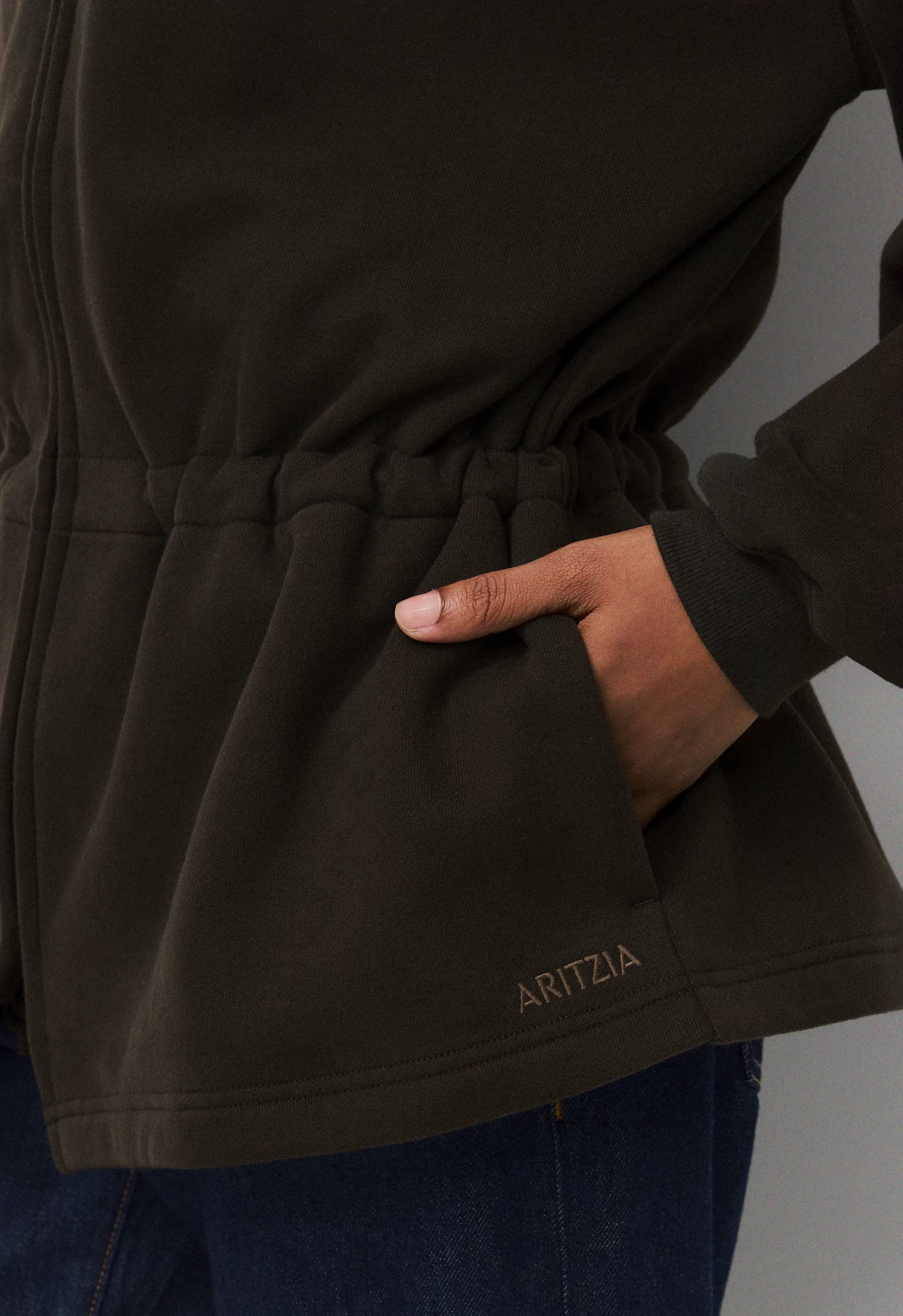 Cozy Sweatfleece Mega Cinch Zip-Up - CACAO NIB BROWN