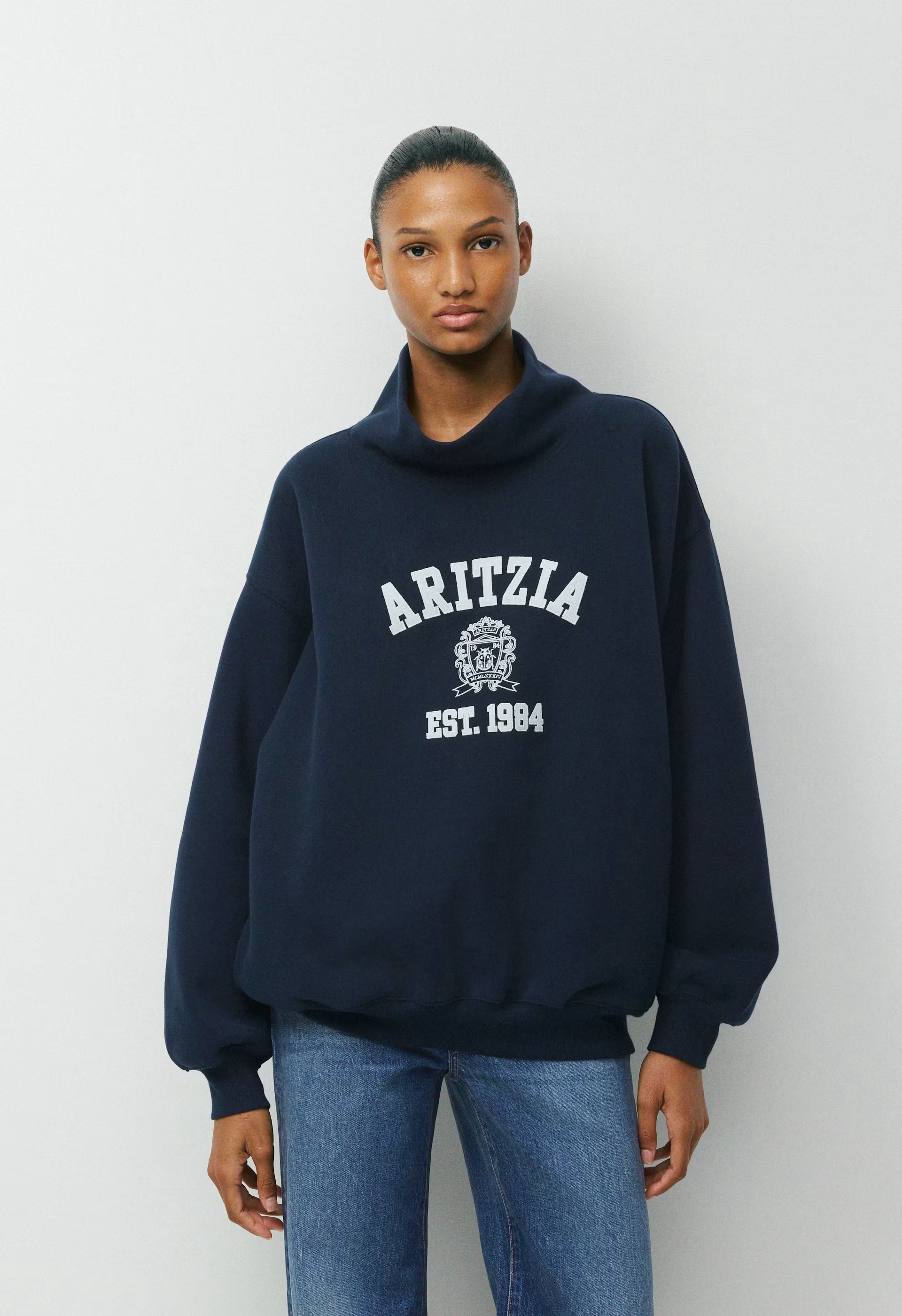 Cozy Sweatfleece Mega Funnel Neck - ADMIRAL NAVY/ WHITE