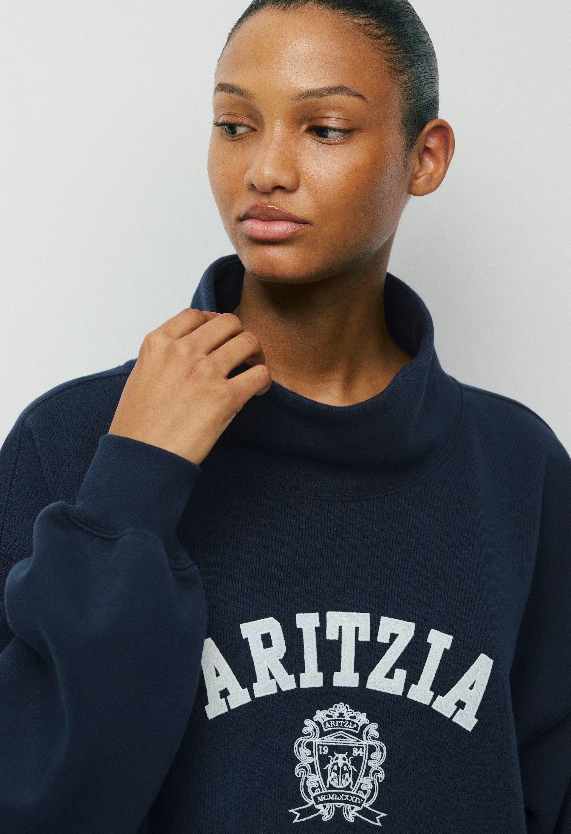 Cozy Sweatfleece Mega Funnel Neck - ADMIRAL NAVY/ WHITE