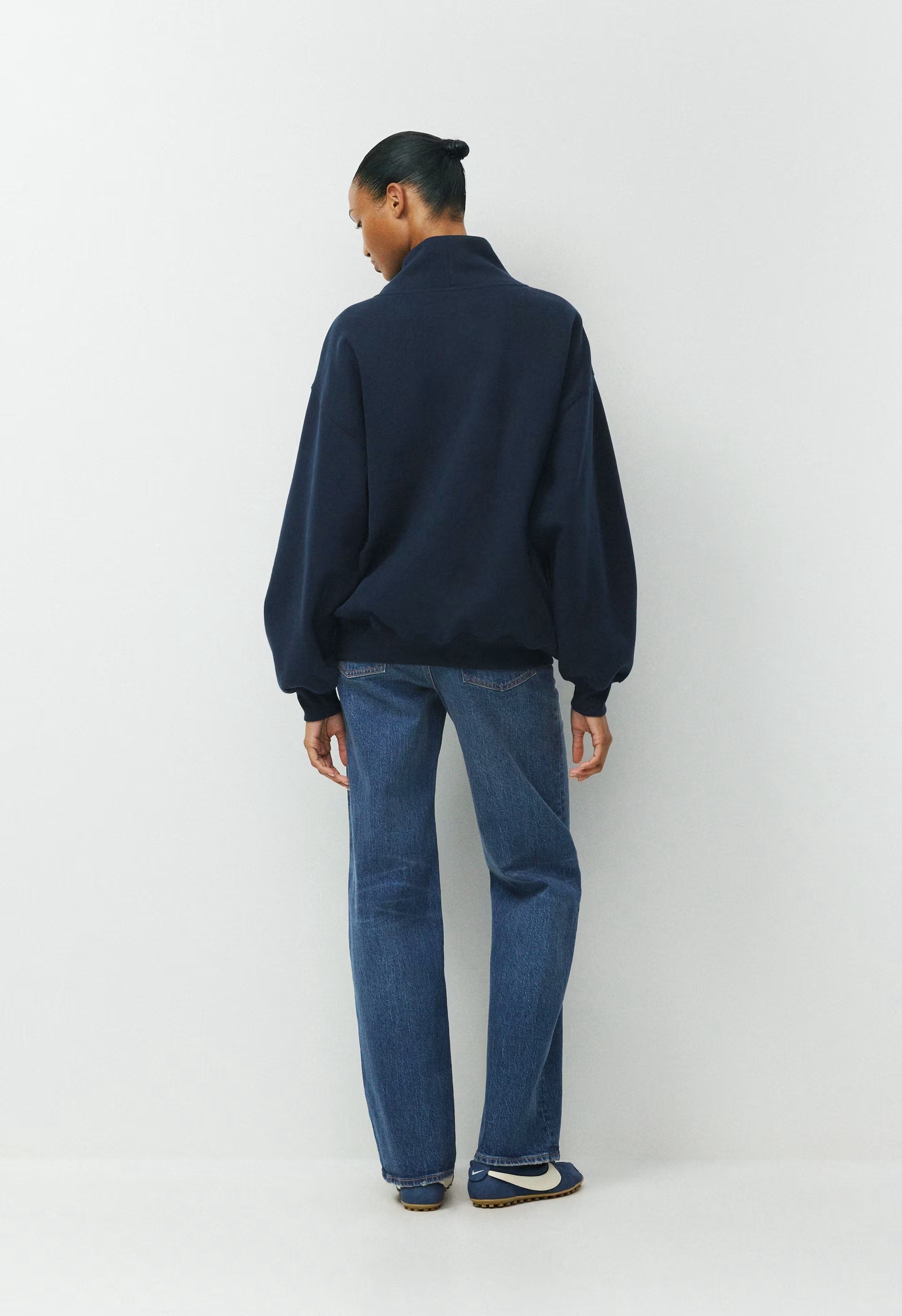 Cozy Sweatfleece Mega Funnel Neck - ADMIRAL NAVY/ WHITE