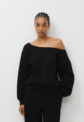 Cozy Sweatfleece BF Off-Shoulder Sweatshirt - BLACK