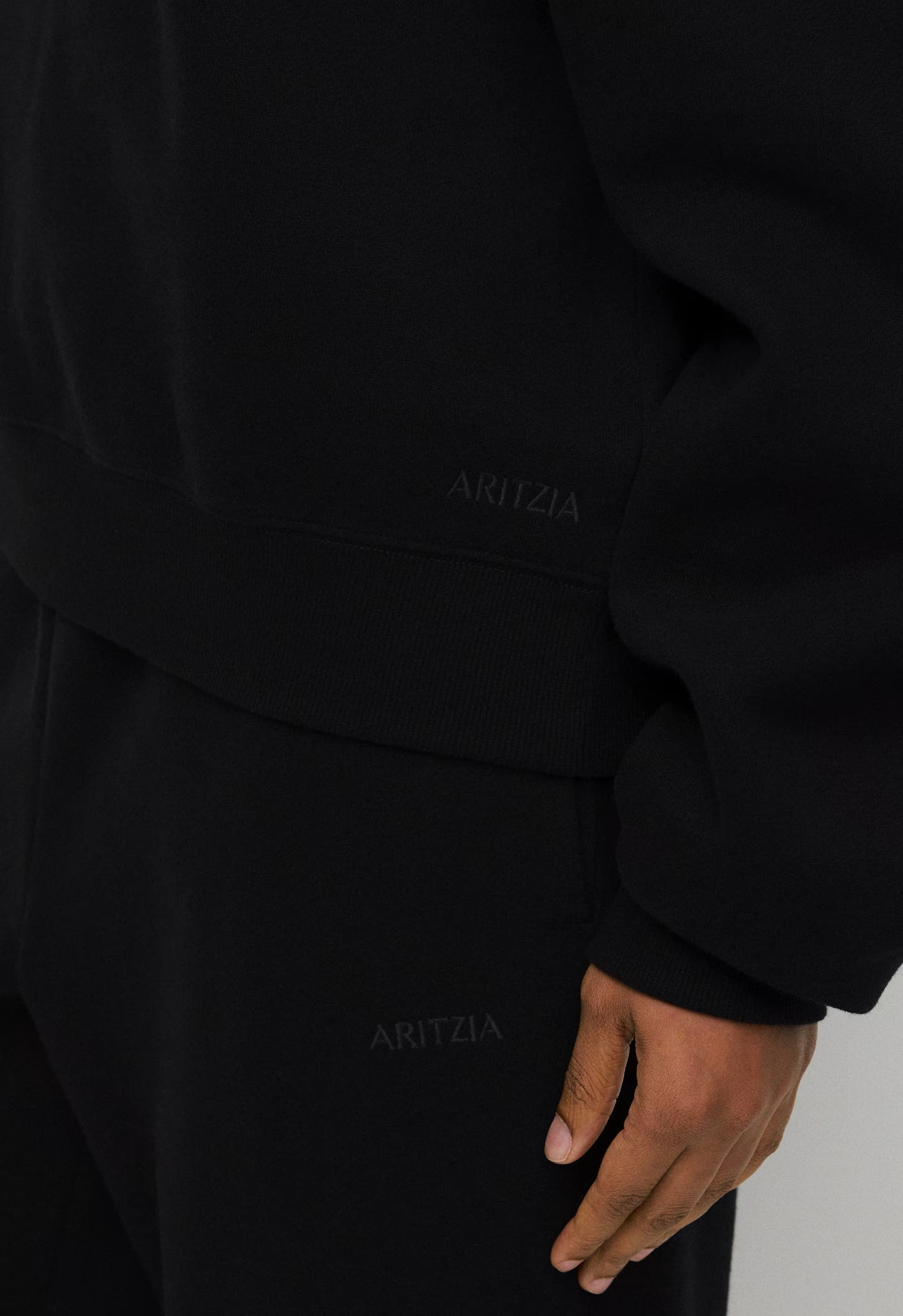 Cozy Sweatfleece BF Off-Shoulder Sweatshirt - BLACK