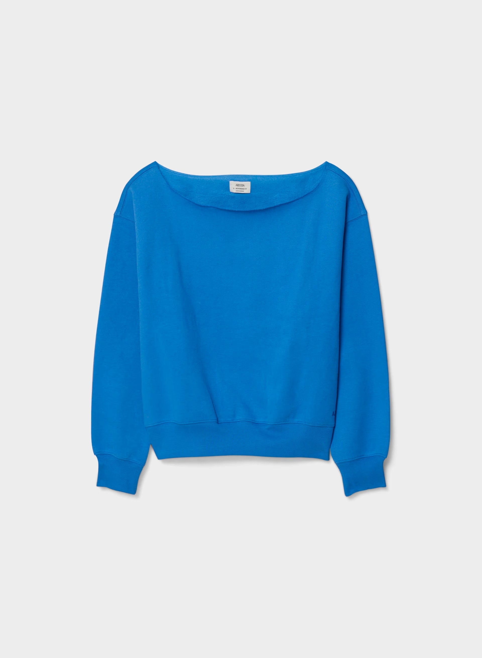 Cozy Sweatfleece BF Off-Shoulder Sweatshirt - LAZULI BLUE