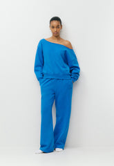 Cozy Sweatfleece BF Off-Shoulder Sweatshirt - LAZULI BLUE