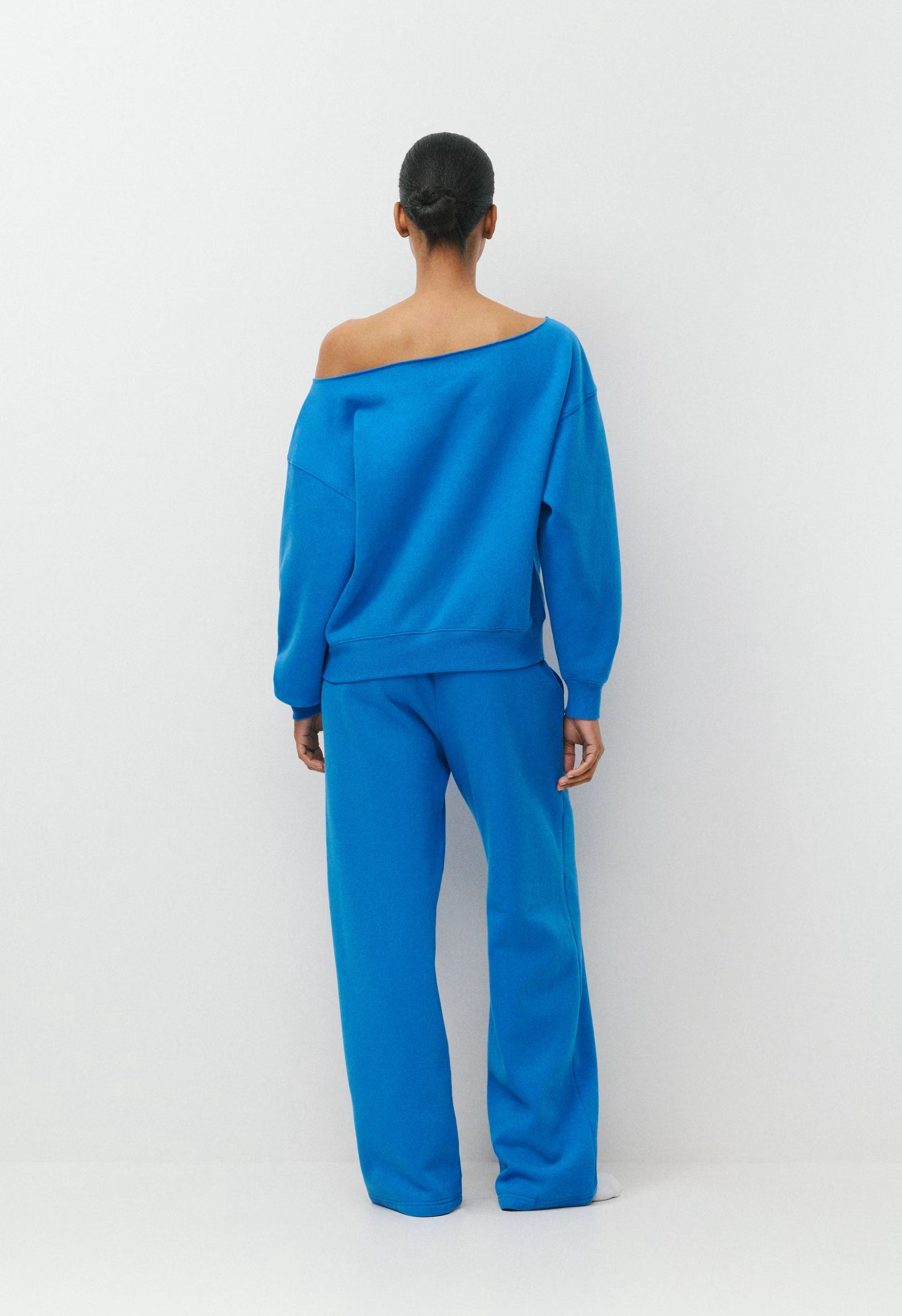 Cozy Sweatfleece BF Off-Shoulder Sweatshirt - LAZULI BLUE