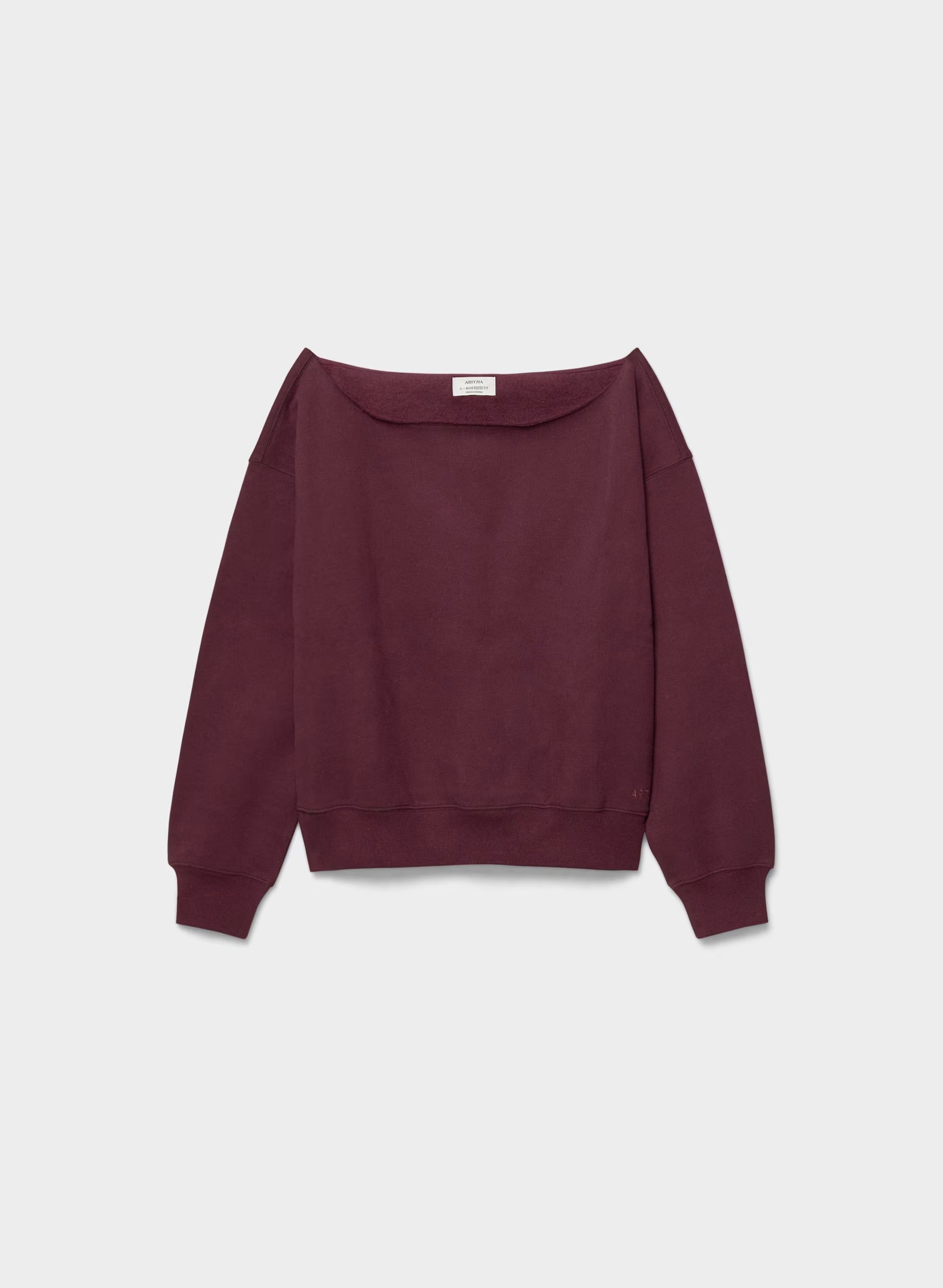 Cozy Sweatfleece BF Off-Shoulder Sweatshirt - GALA PLUM