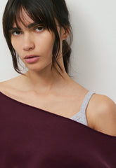 Cozy Sweatfleece BF Off-Shoulder Sweatshirt - GALA PLUM