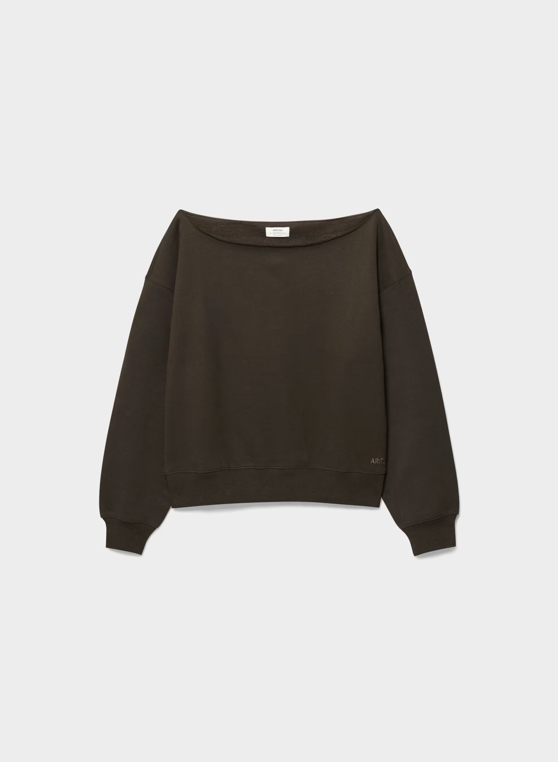 Cozy Sweatfleece BF Off-Shoulder Sweatshirt - CACAO NIB BROWN
