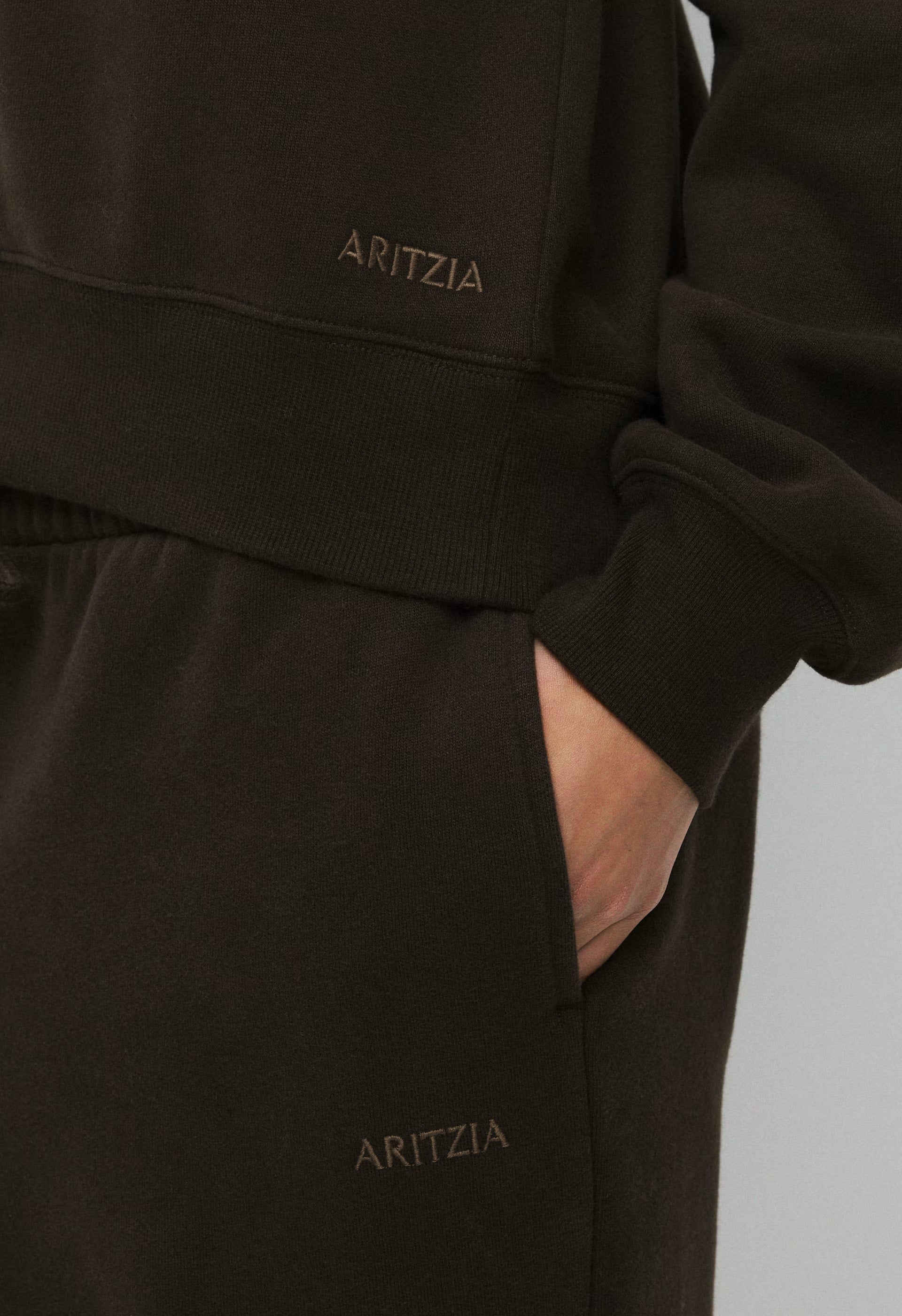 Cozy Sweatfleece BF Off-Shoulder Sweatshirt - CACAO NIB BROWN