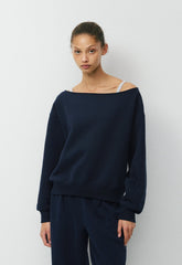 Cozy Sweatfleece BF Off-Shoulder Sweatshirt - ADMIRAL NAVY