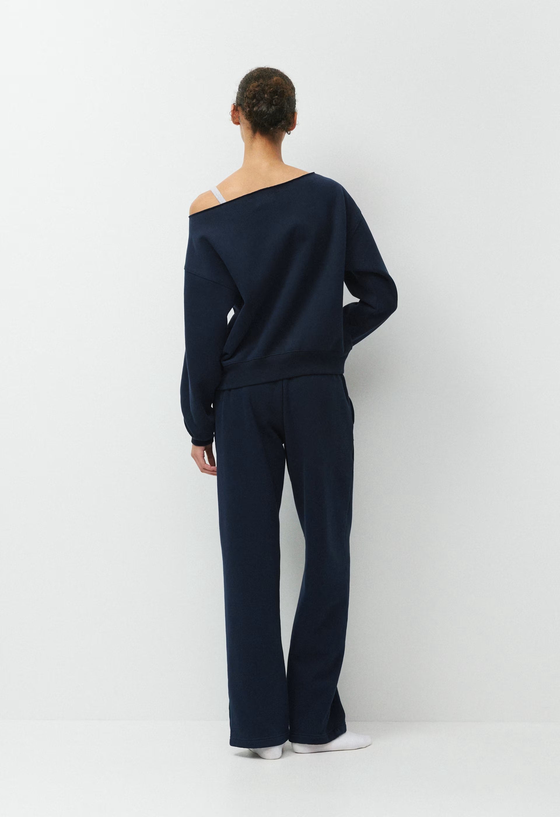 Cozy Sweatfleece BF Off-Shoulder Sweatshirt - ADMIRAL NAVY