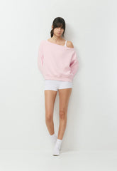 Cozy Sweatfleece BF Off-Shoulder Sweatshirt - MAGNOLIA