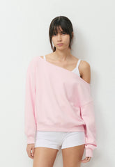 Cozy Sweatfleece BF Off-Shoulder Sweatshirt - MAGNOLIA