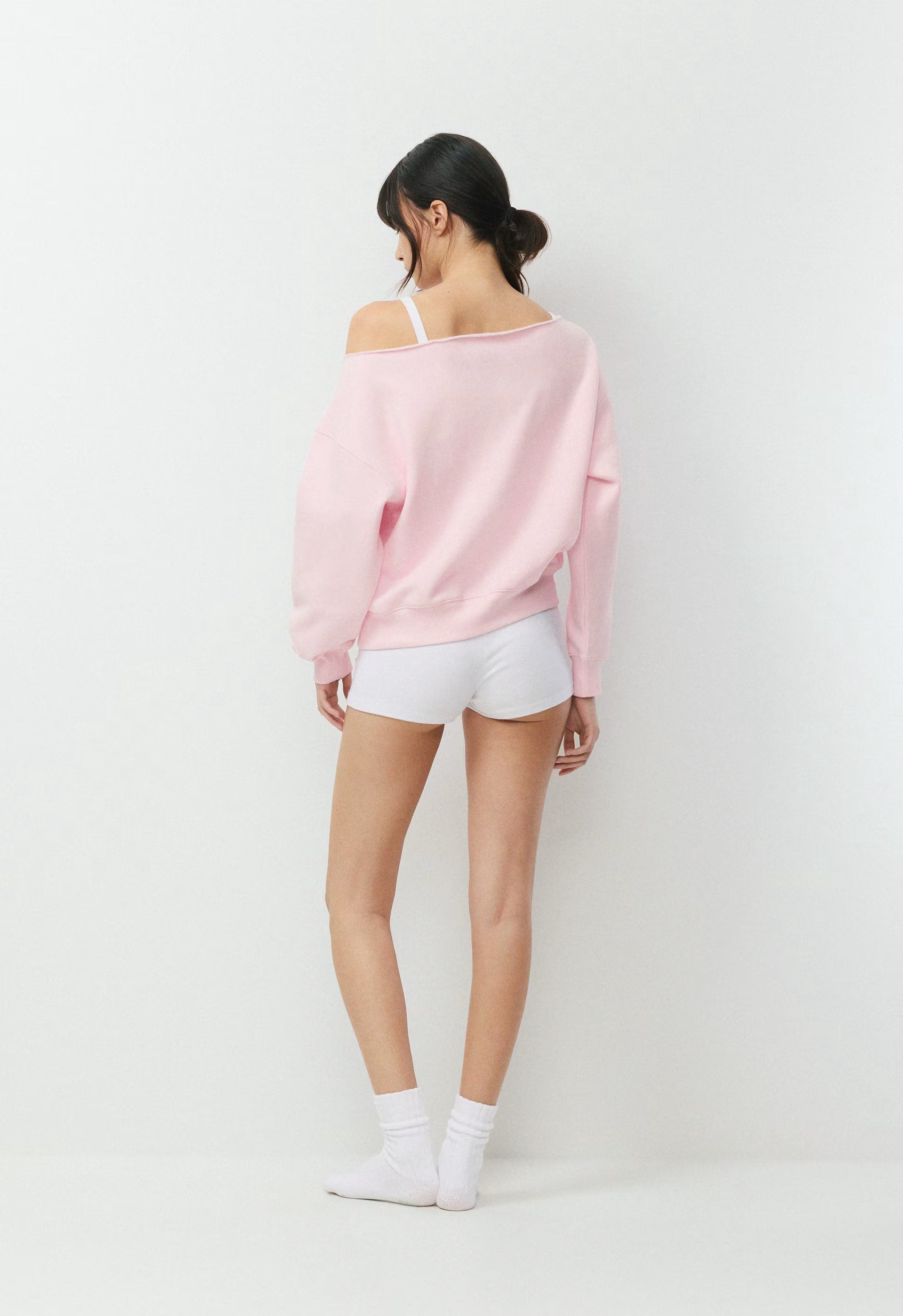 Cozy Sweatfleece BF Off-Shoulder Sweatshirt - MAGNOLIA