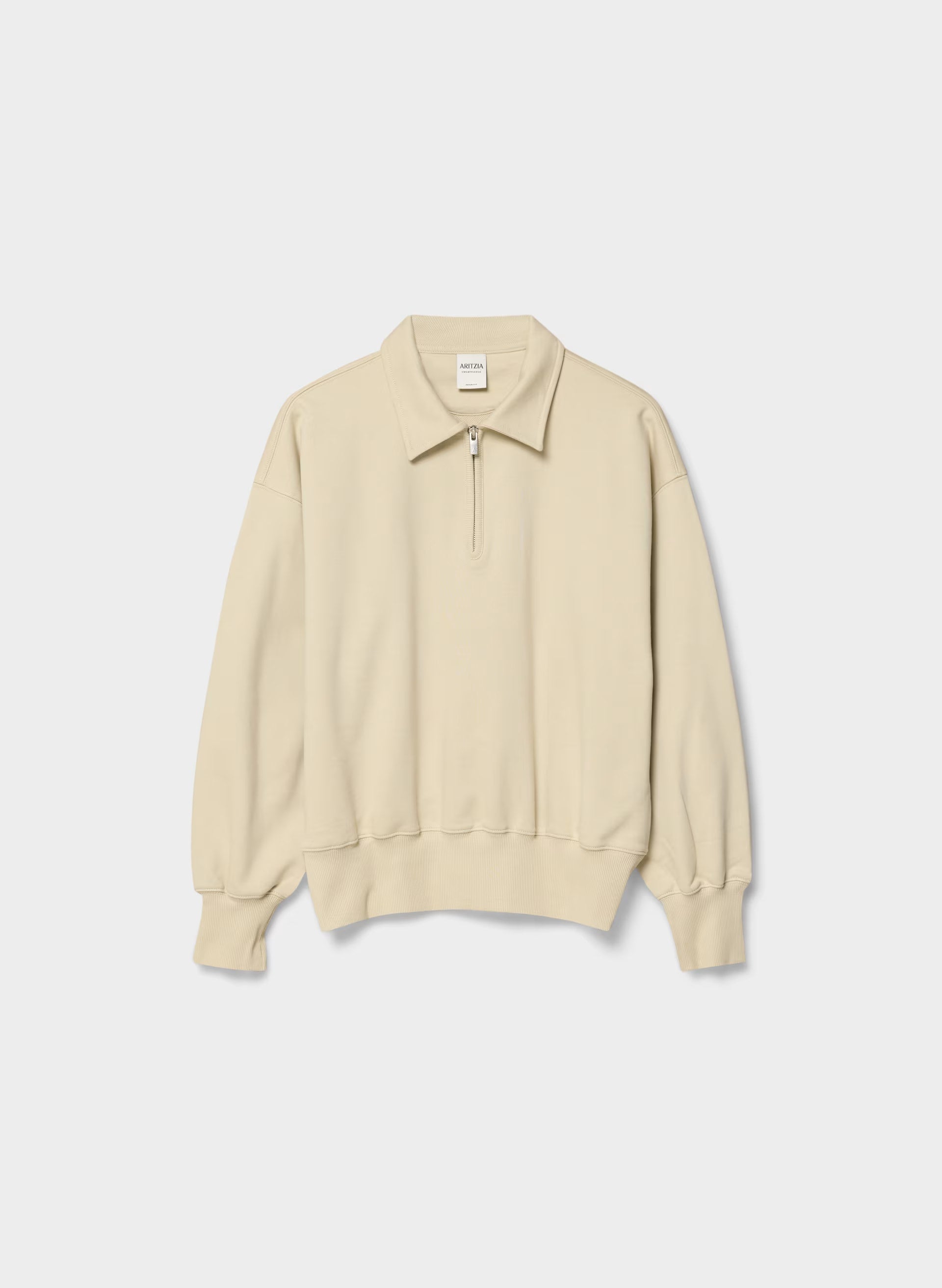 Terry Sweatfleece Mega Polo Sweatshirt - MULLEIN