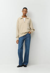 Terry Sweatfleece Mega Polo Sweatshirt - MULLEIN