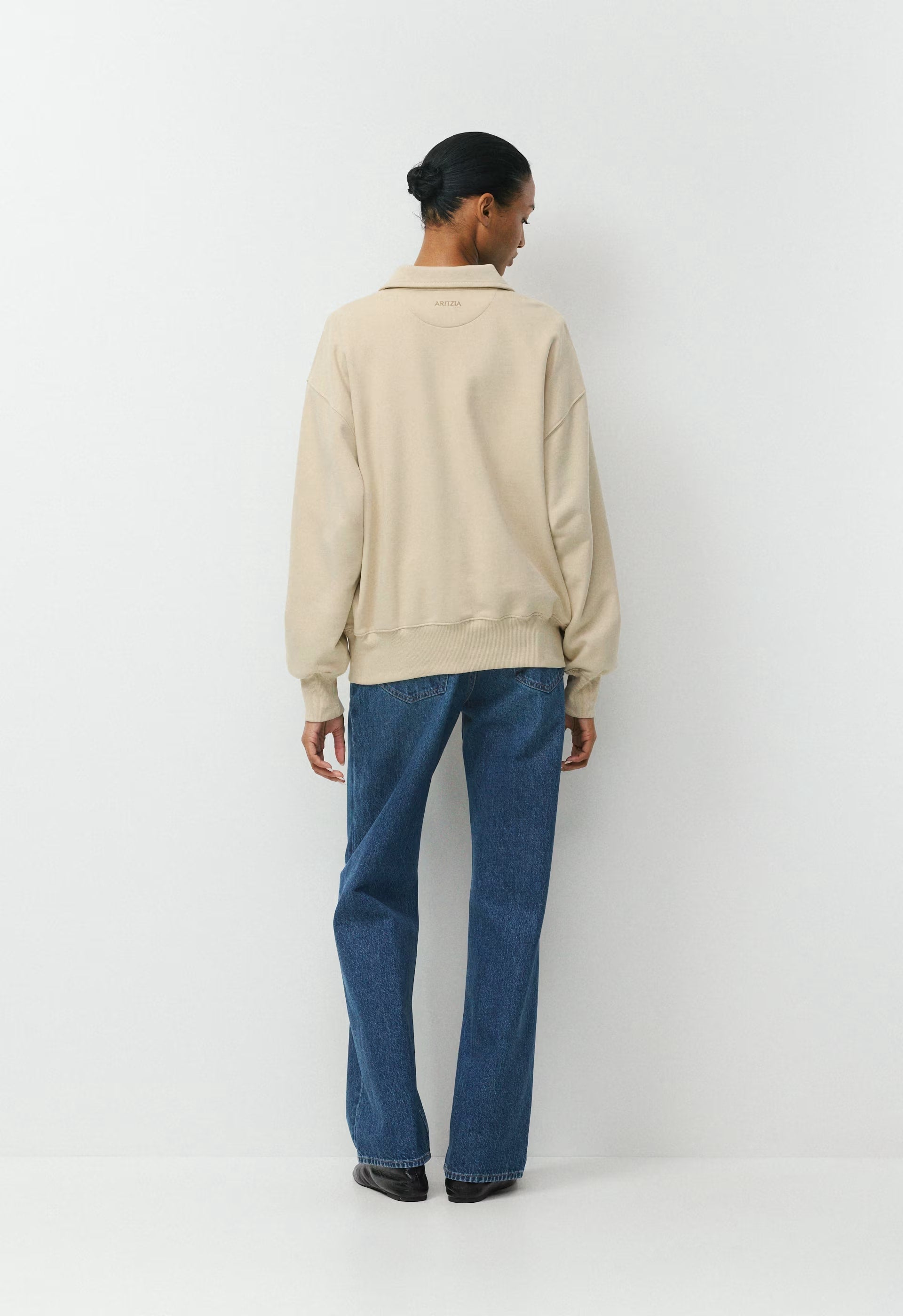 Terry Sweatfleece Mega Polo Sweatshirt - MULLEIN