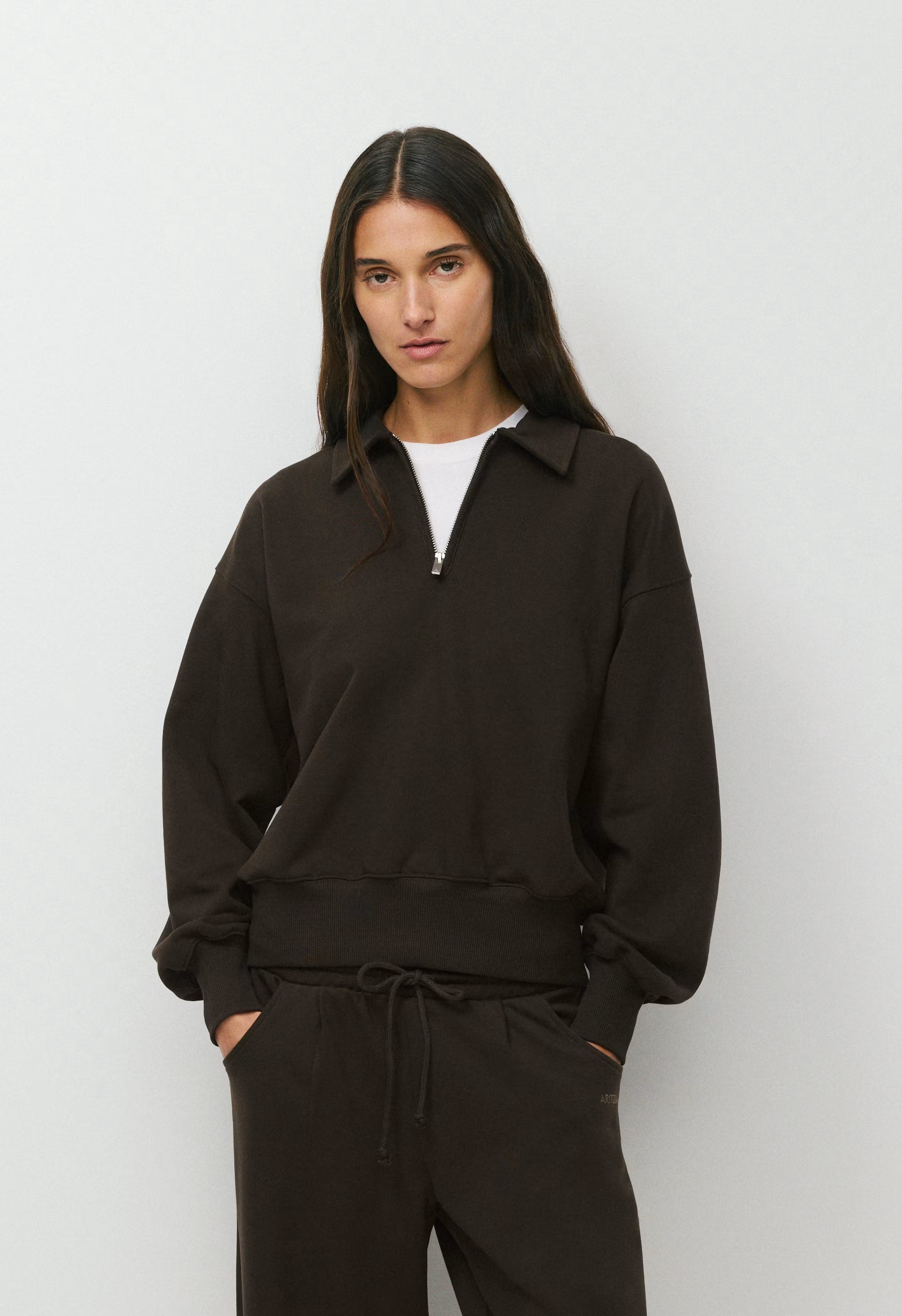 Terry Sweatfleece Mega Polo Sweatshirt - CACAO NIB BROWN