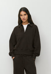 Terry Sweatfleece Mega Polo Sweatshirt - CACAO NIB BROWN