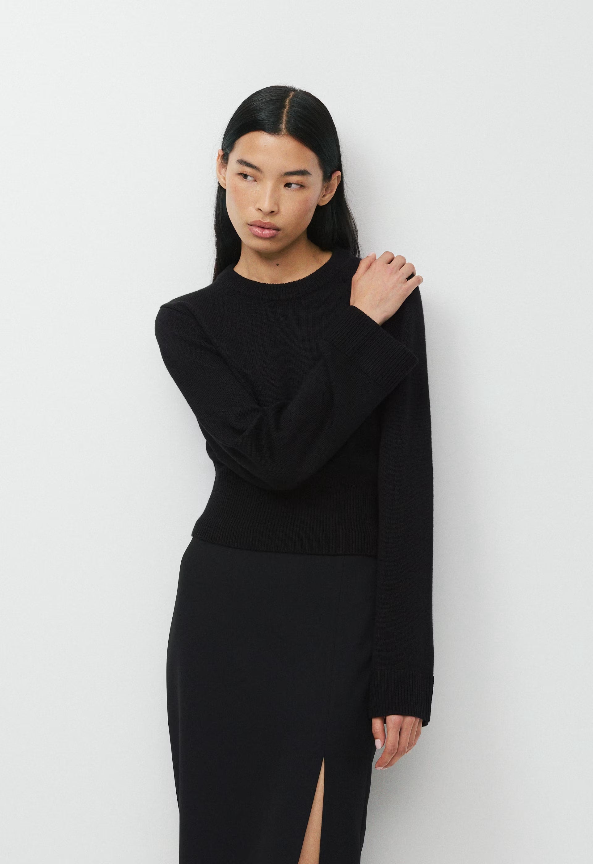 Byline Merino Wool Sweater - BLACK