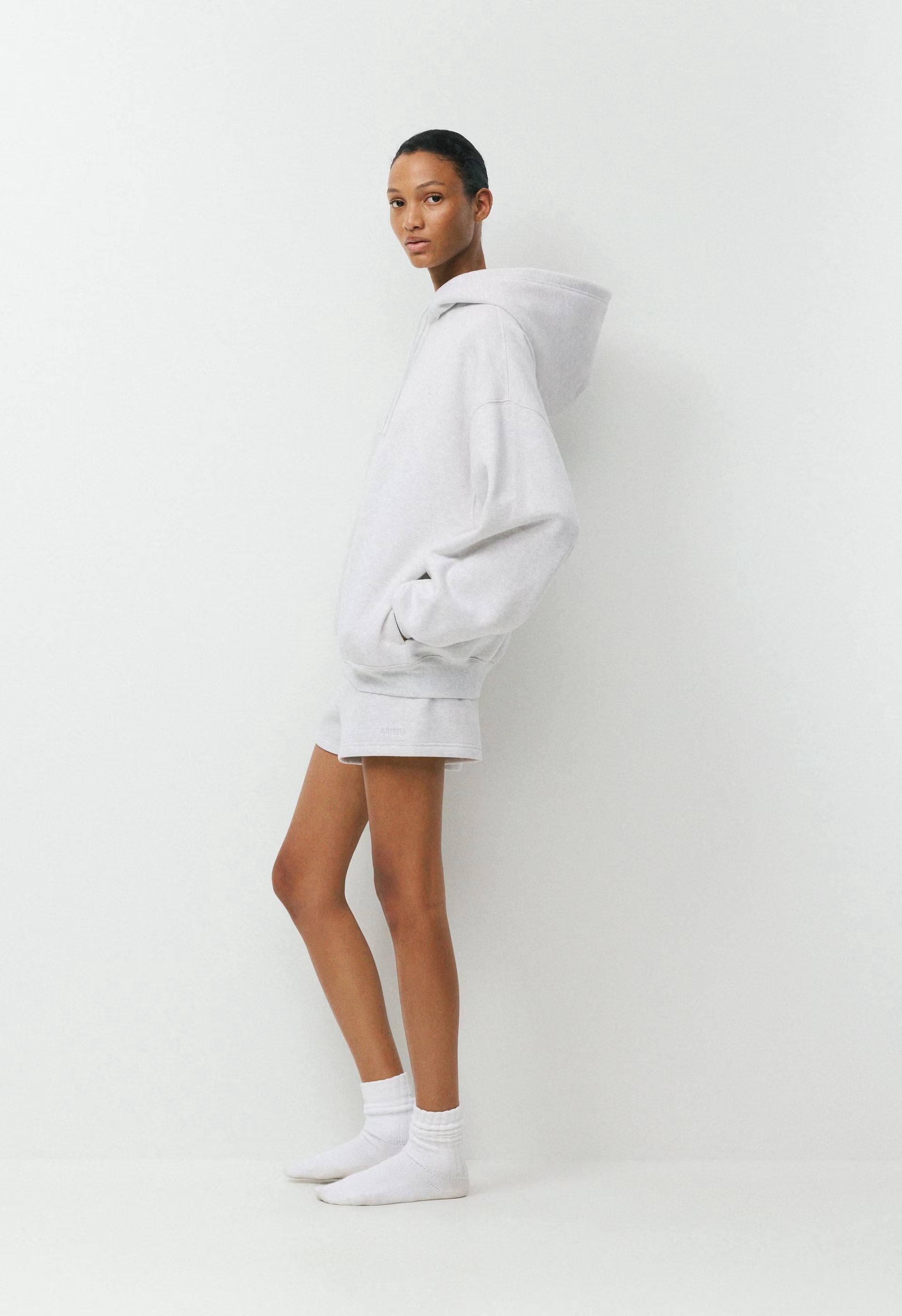 Cozy Sweatfleece Mega Hoodie - HEATHER CLOUD WHITE
